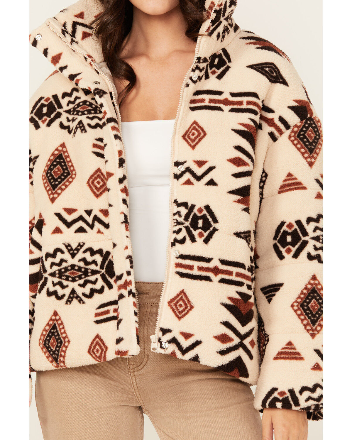 Miss Me Women's Southwestern Print Sherpa Jacket