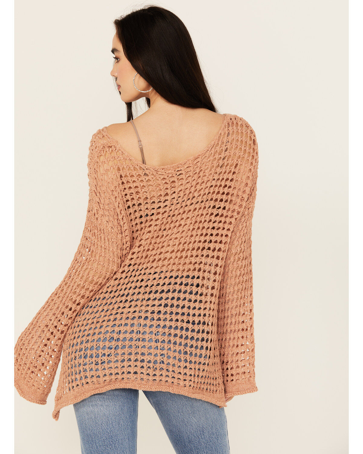 People of Leisure Women's Open Crochet Long Sleeve Sweater