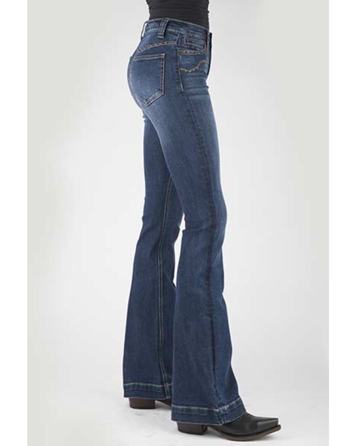 Stetson Women's 921 Medium Wash High Rise Yoke Flare Jean