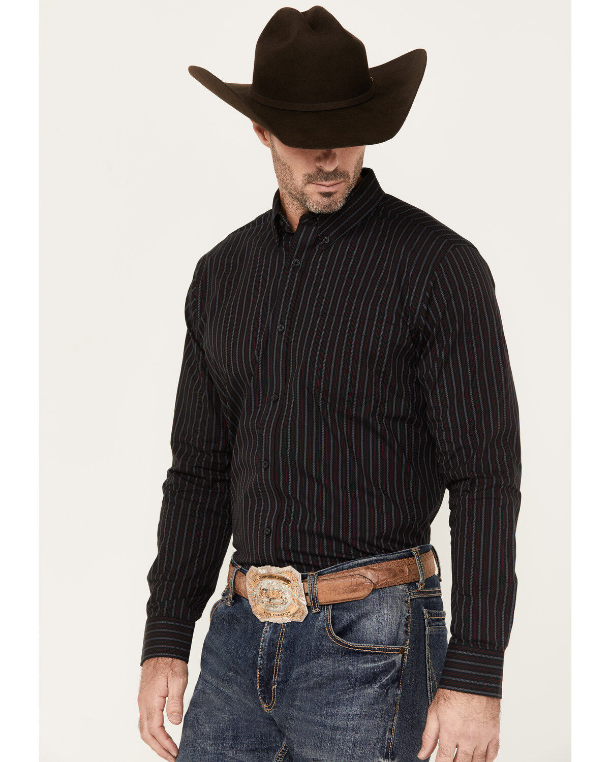 Cody James Men's Racer Striped Long Sleeve Button-Down Stretch Western Shirt