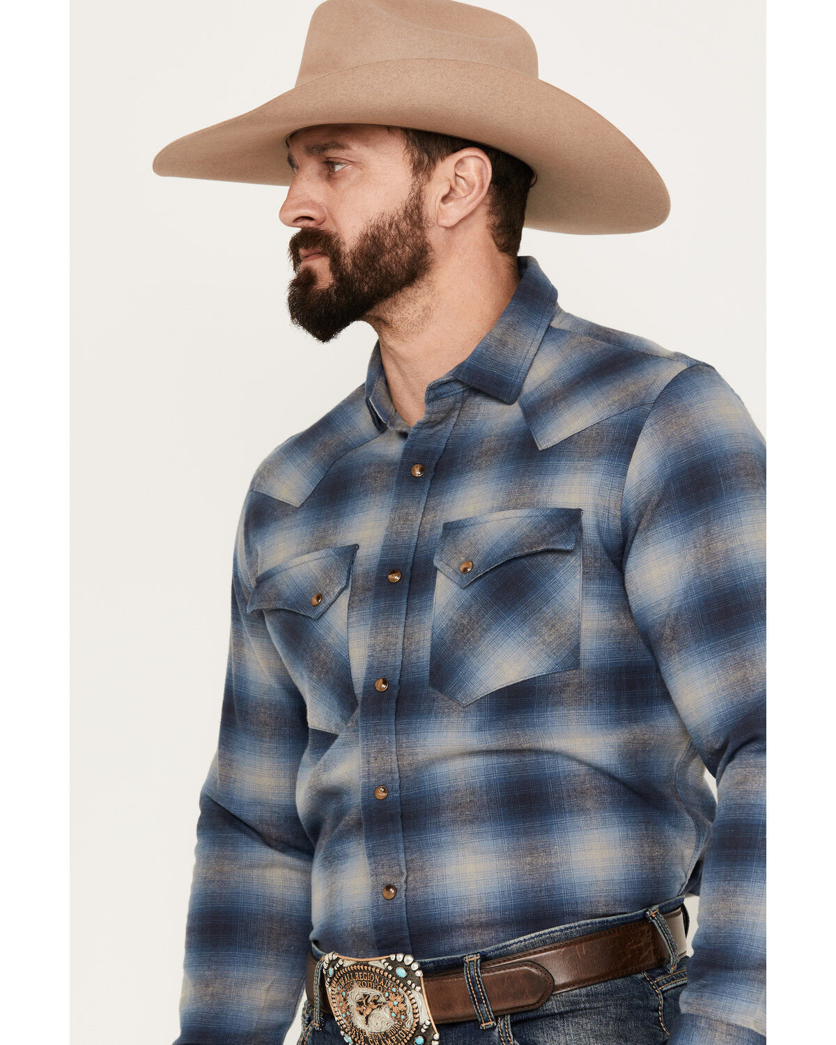 Pendleton Men's Wyatt Plaid Print Long Sleeve Western Snap Shirt