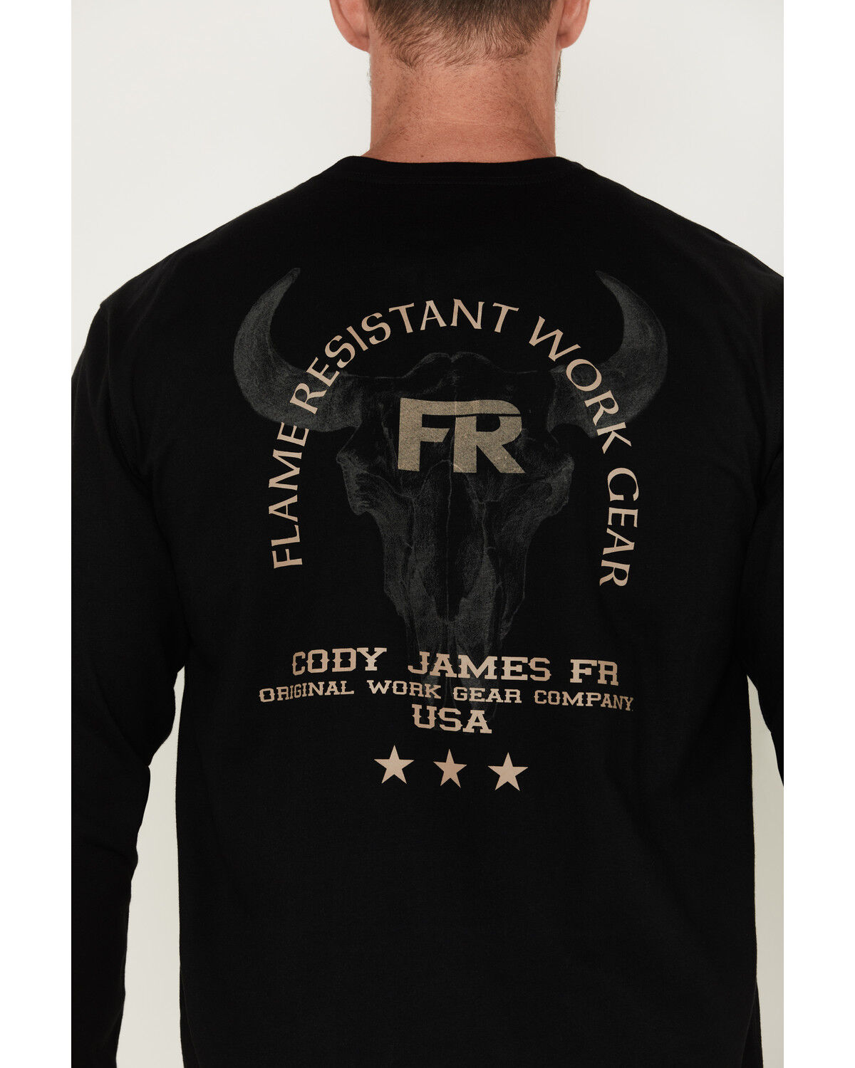 Cody James Men's Bull Skull Logo Graphic Long Sleeve Work T-Shirt