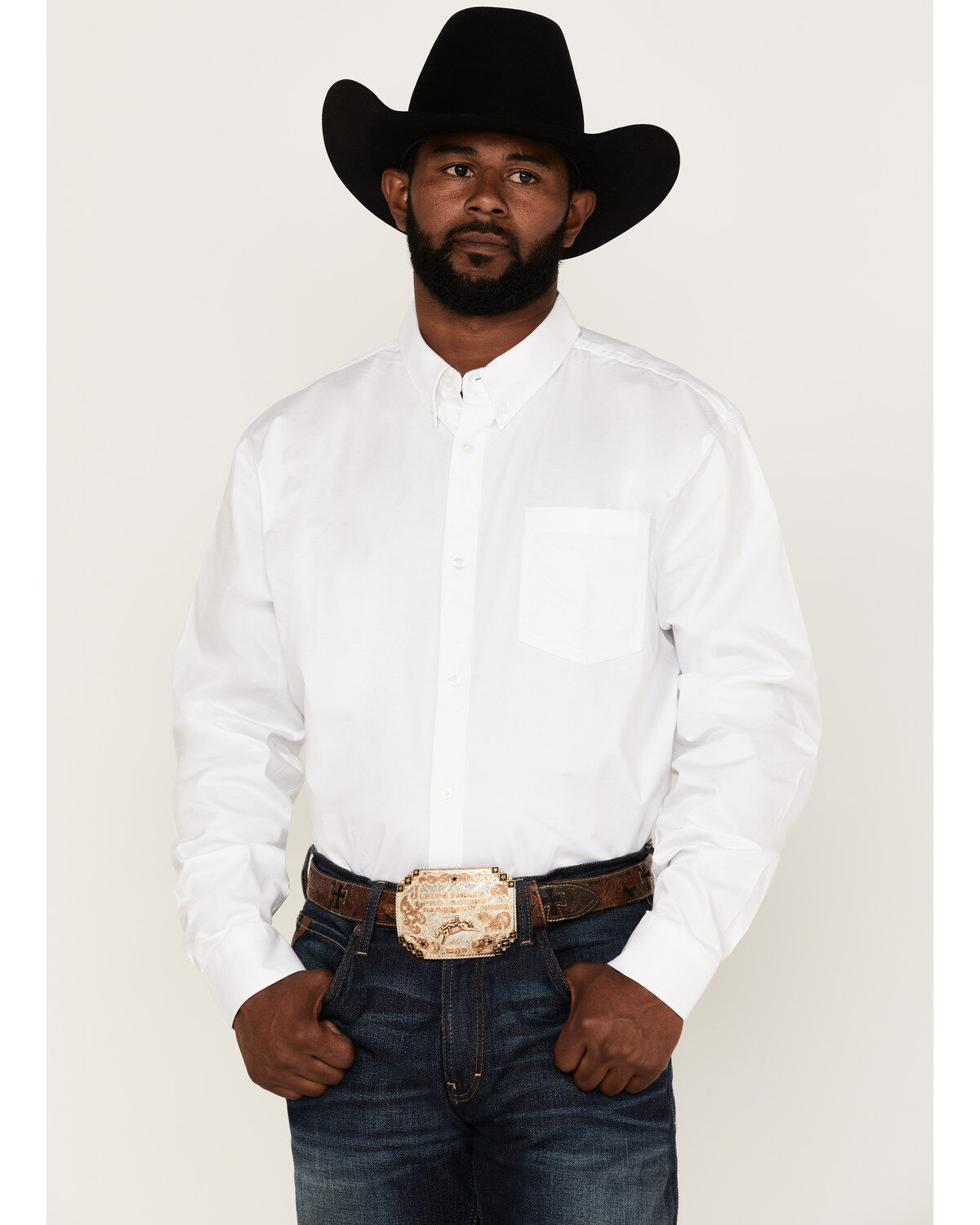 RANK 45® Men's Basic Twill Long Sleeve Button-Down Western Shirt - Tall