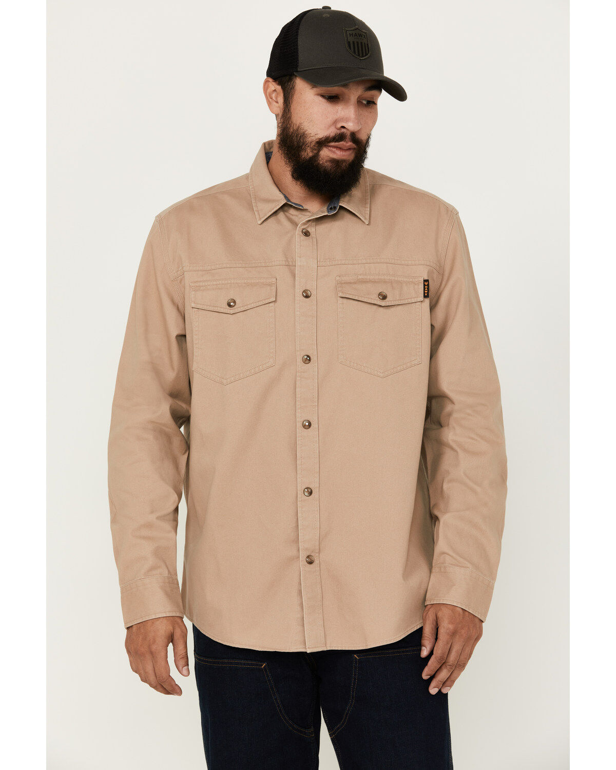 Hawx Men's All Out Woven Solid Long Sleeve Snap Work Shirt - Big