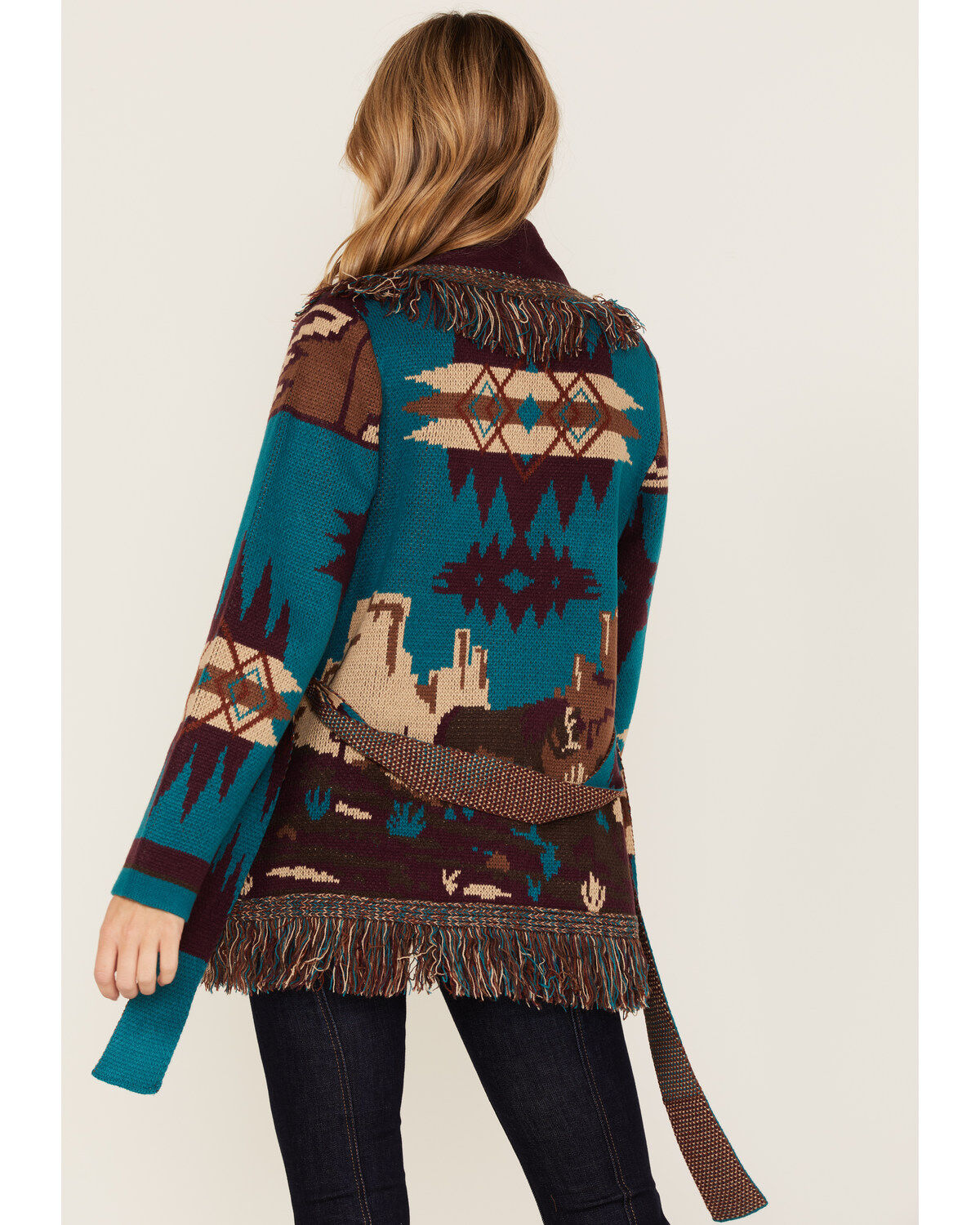 Idyllwind Women's River Run Southwestern Print Belted Cardigan