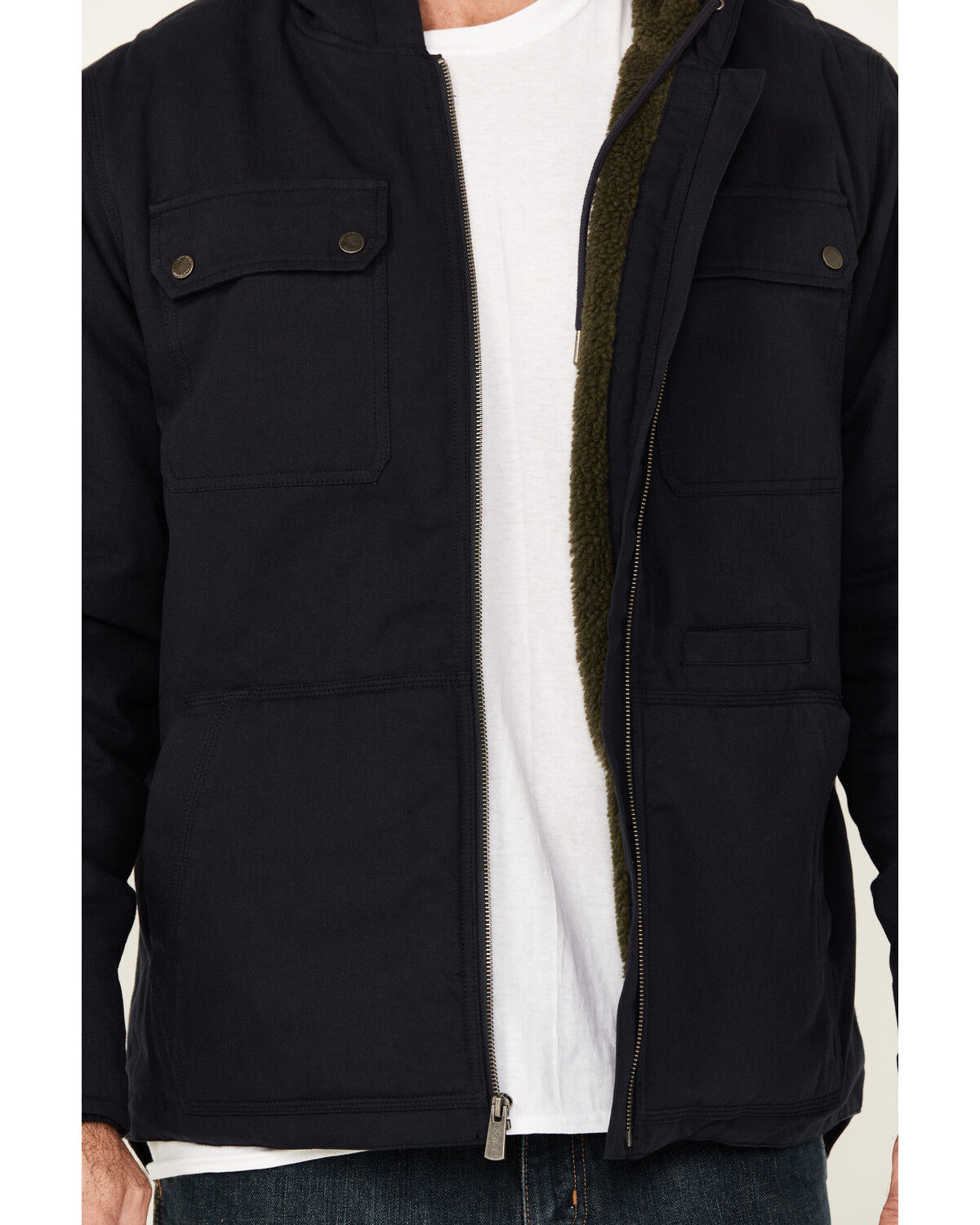 Lucky Brand Workwear Men's Sherpa Lined Hooded Canvas Chore Coat