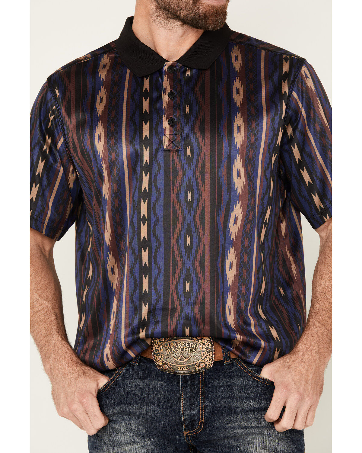 RANK 45® Men's Buckba Short Sleeve Western Polo