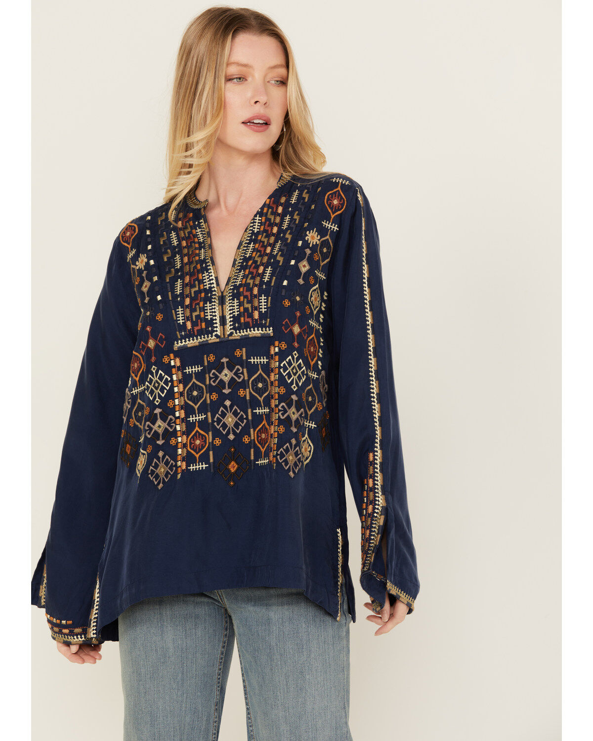 Johnny Was Women's Embroidered Long Sleeve Shirt
