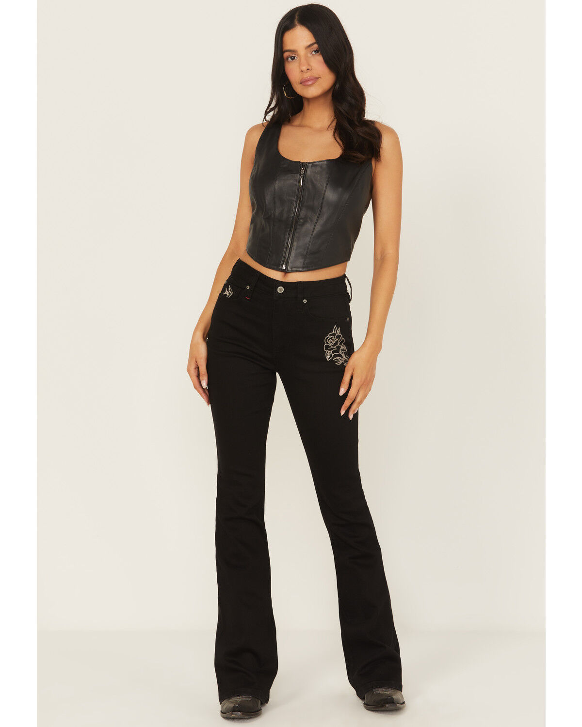 Idyllwind Women's Outlaw High Rise Flare Embroidered Super Stretch Denim Jeans