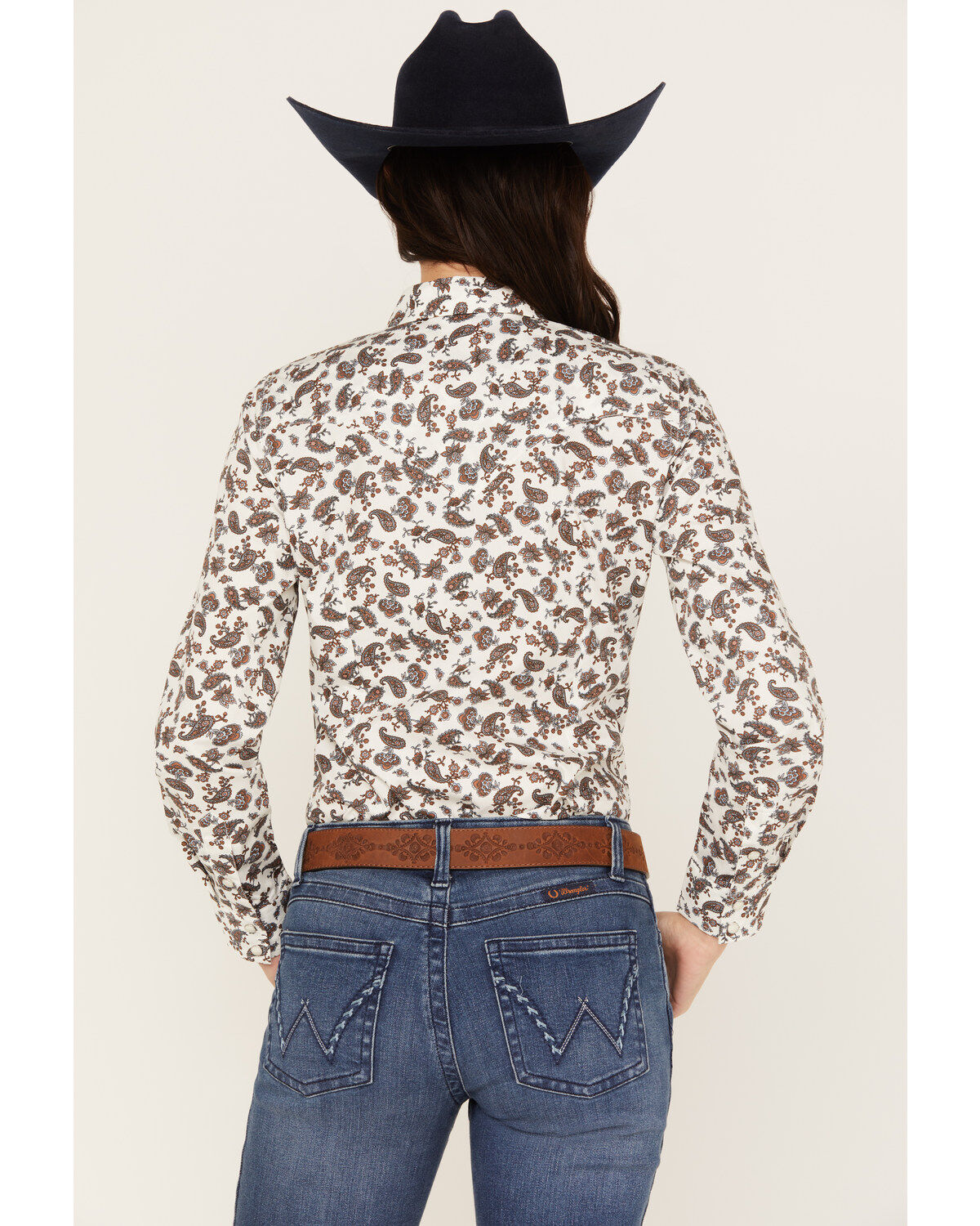 Wrangler Women's Paisley Long Sleeve Western Pearl Snap Shirt
