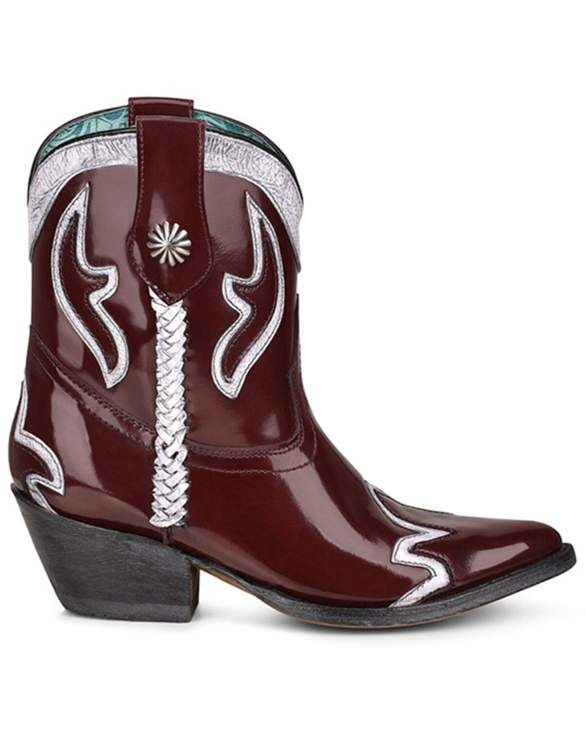 Corral Women's Burgundy Embroidery Western Booties - Snip Toe