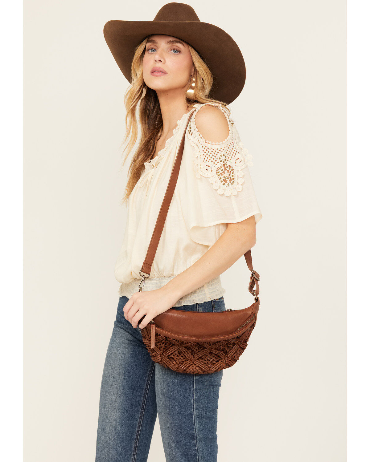 Shyanne Women's Western Heritage Woven Leather Sling Bag
