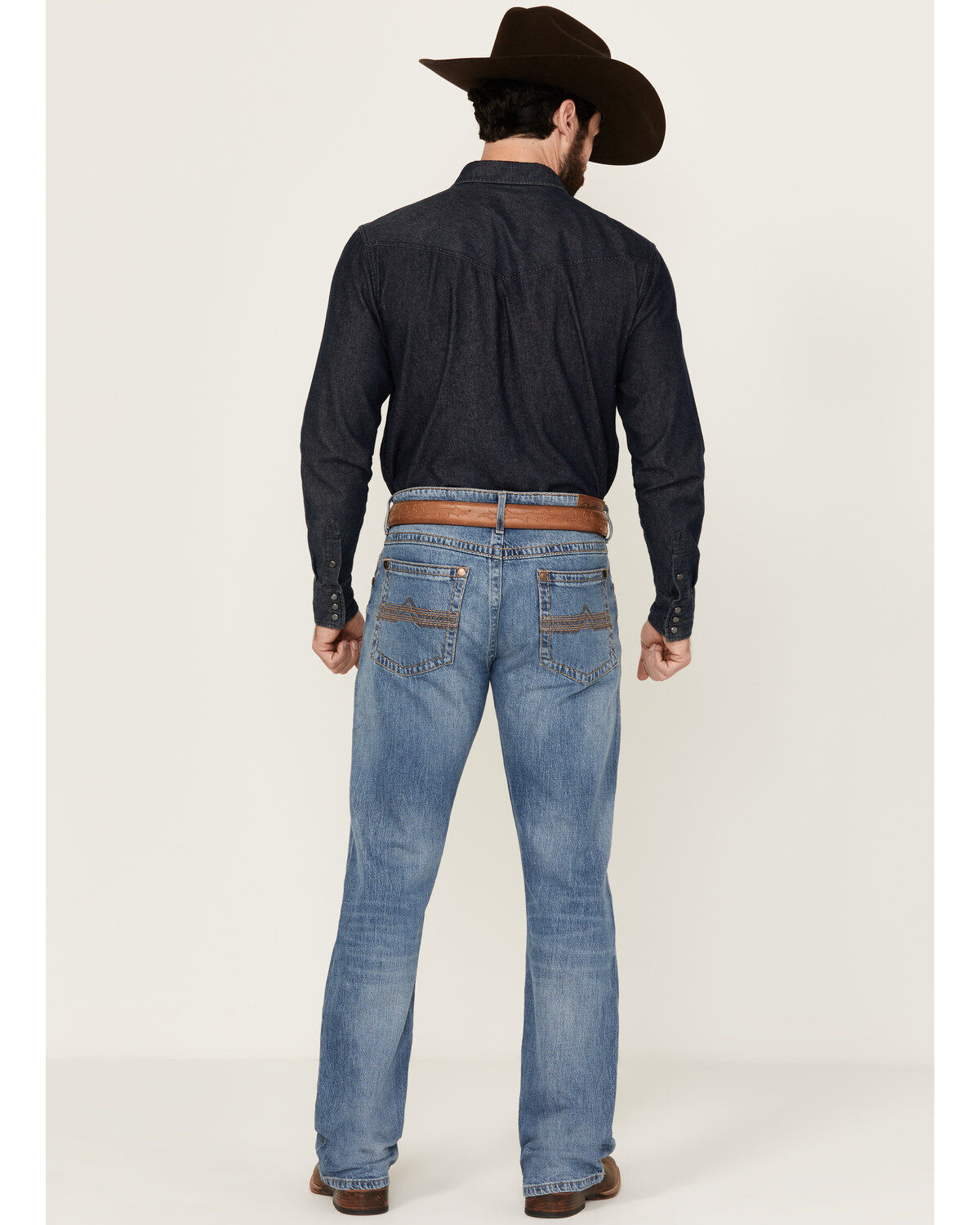 Rock 47 by Wrangler Men's Pine Springs Light Wash Slim Bootcut Stretch Denim Jeans