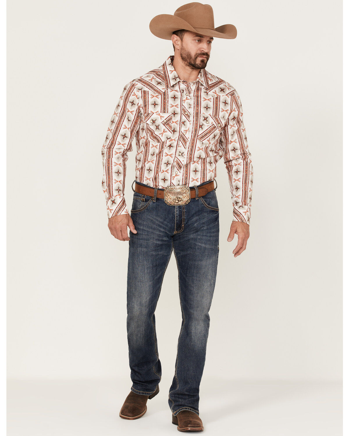 Rock & Roll Denim Men's Vertical Southwestern Stripe Long Sleeve Snap Western Shirt