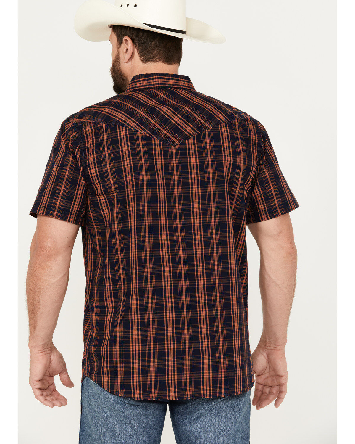 Moonshine Spirit Men's Strummin Plaid Print Short Sleeve Western Snap Shirt