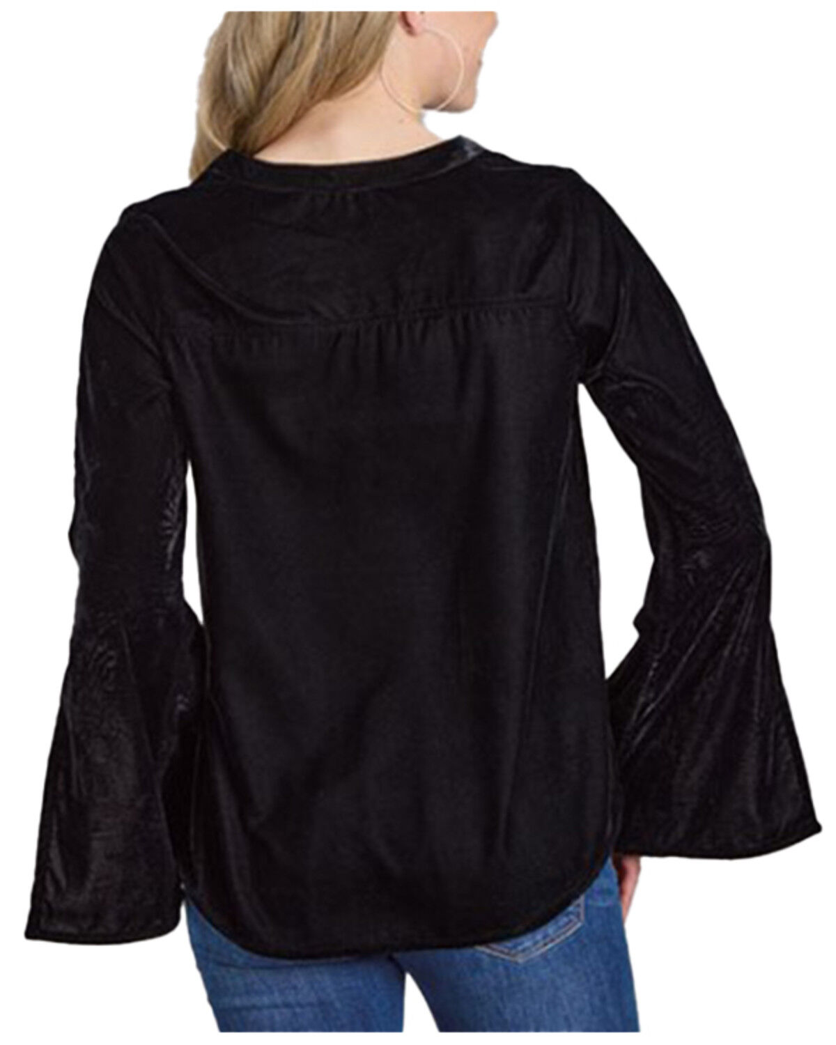 Roper Women's Floral Embroidered Velvet Long Sleeve Blouse
