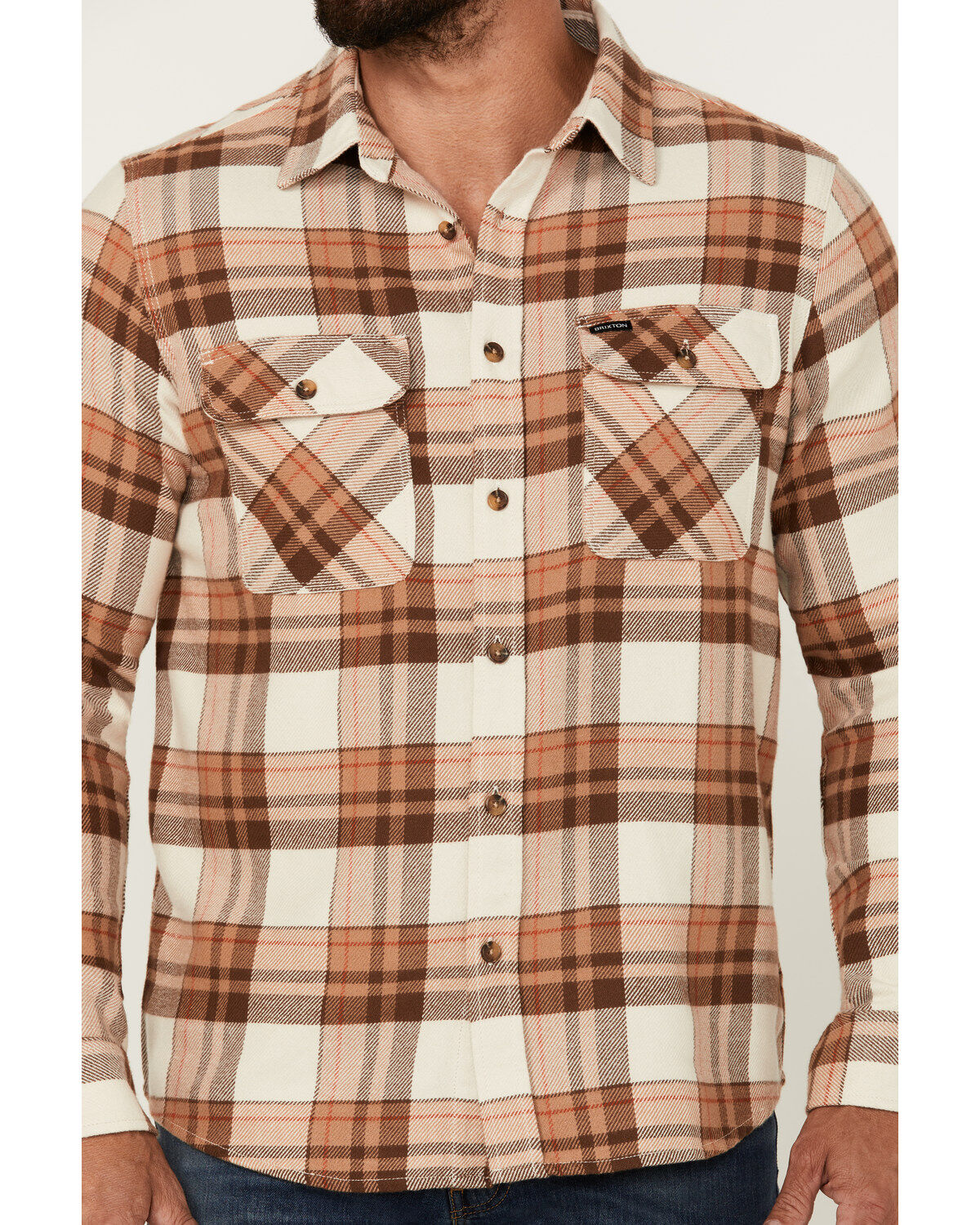 Brixton Men's Bowery Plaid Print Long Sleeve Button-Down Flannel Shirt
