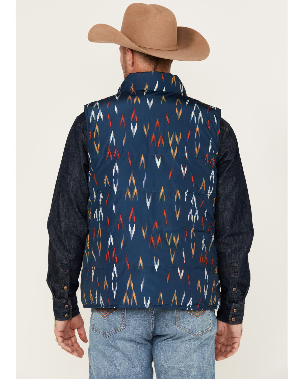 RANK 45® Men's Men's Spaced Geo Print Reversible Puffer Vest