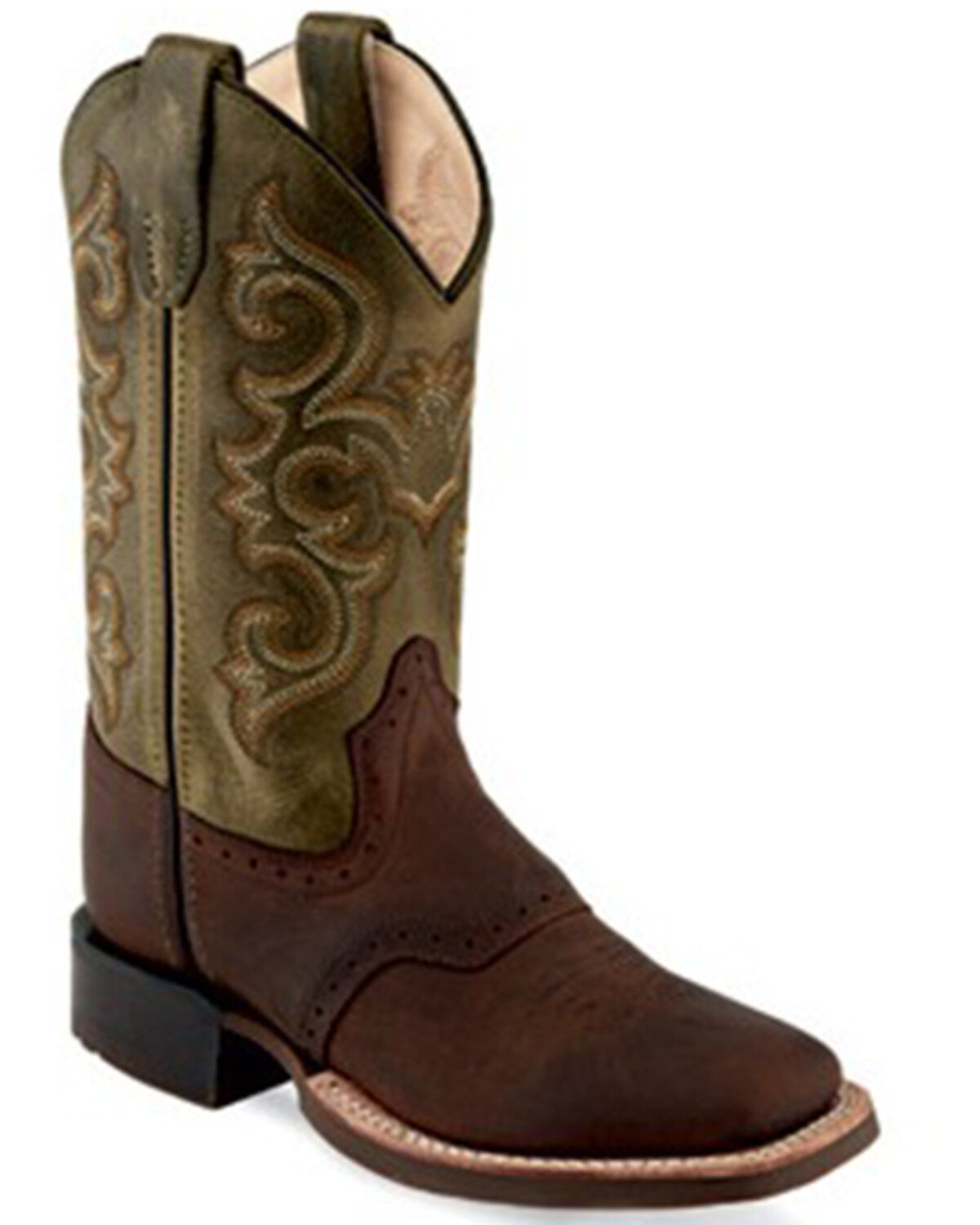Old West Boys' Embroidered Western Boots - Broad Square Toe