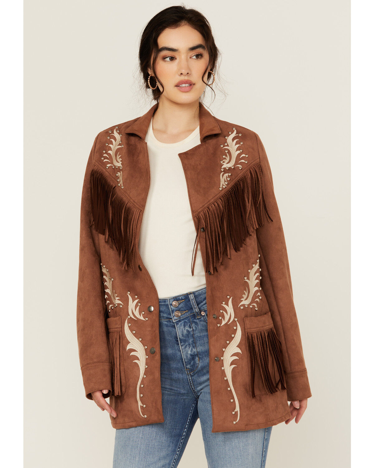 Rock & Rock Denim Women's Suede Fringe Jacket