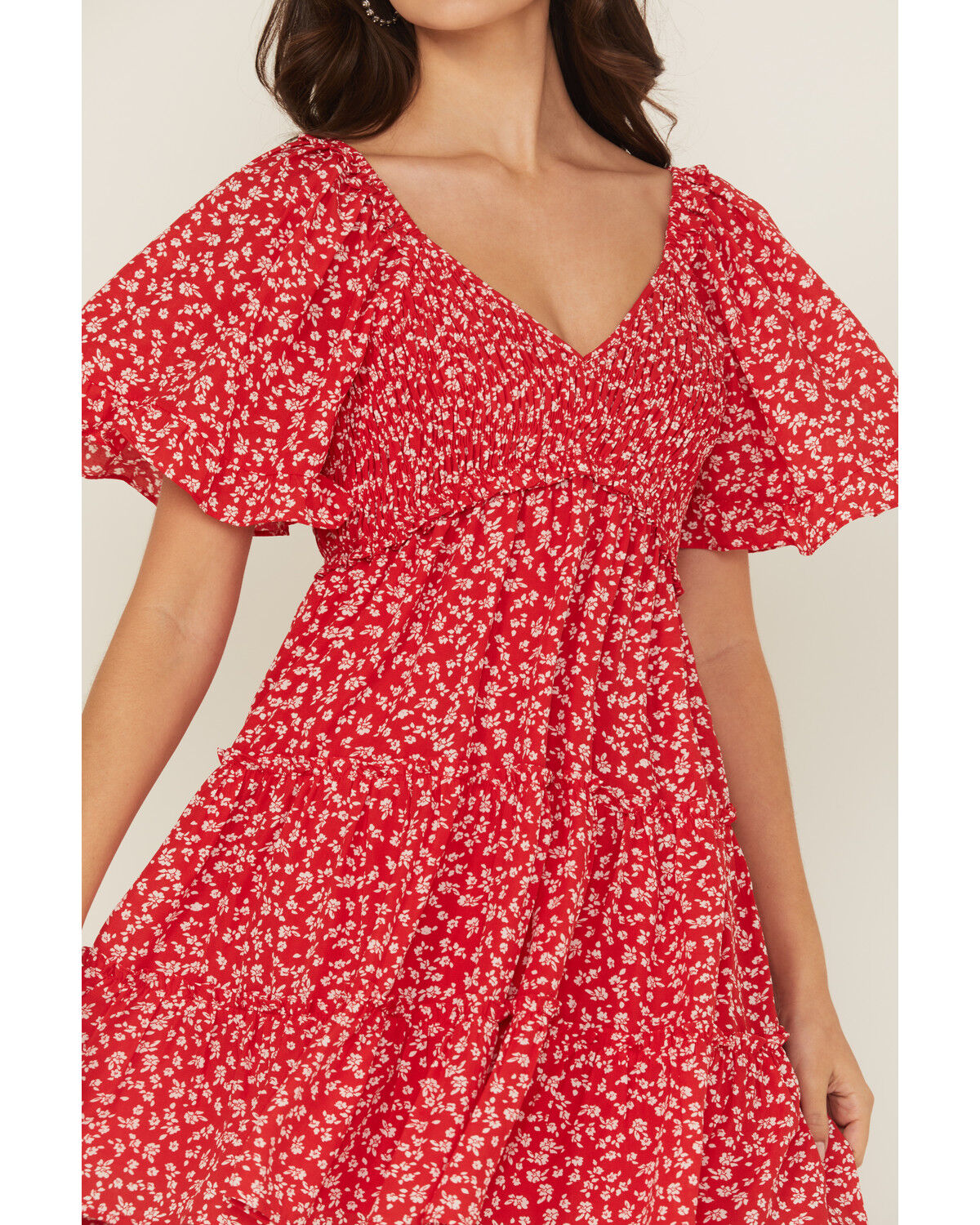 Yura Women's Floral Print Tiered Mini Dress