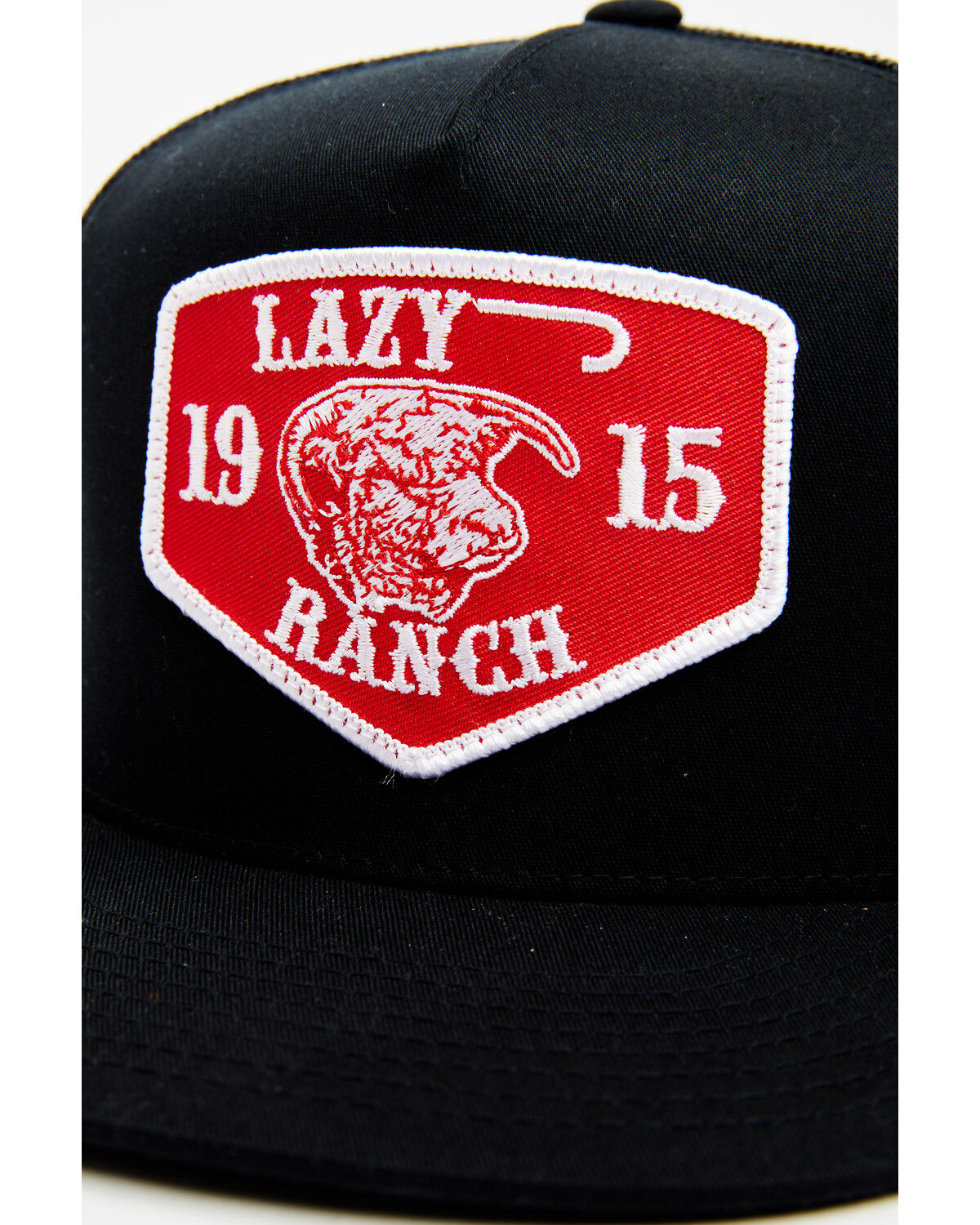 Lazy J Ranchwear Men's Red Ranch Logo Patch Soft-Mesh Ball Cap