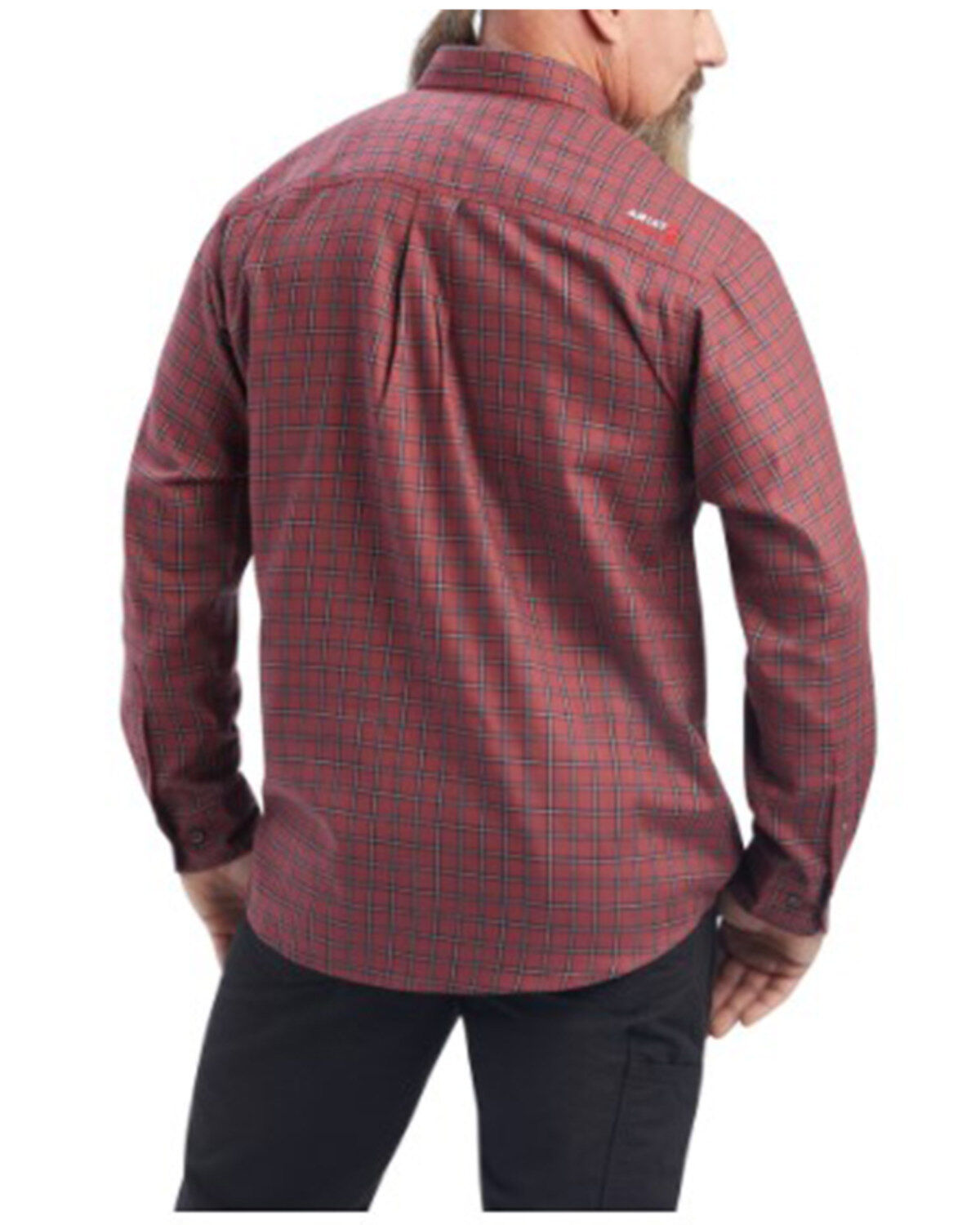 Ariat Men's FR Payne Small Plaid Print Long Sleeve Button Down Work Shirt