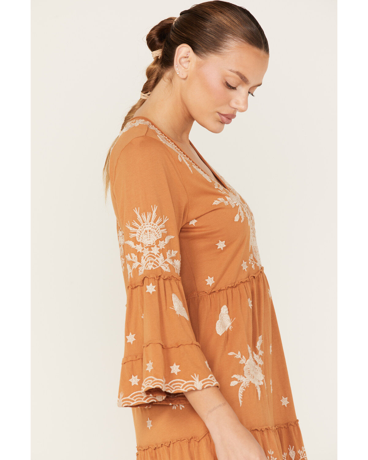 Johnny Was Women's Arzella Floral Embroidered Knit Easy Tiered Mini Dress