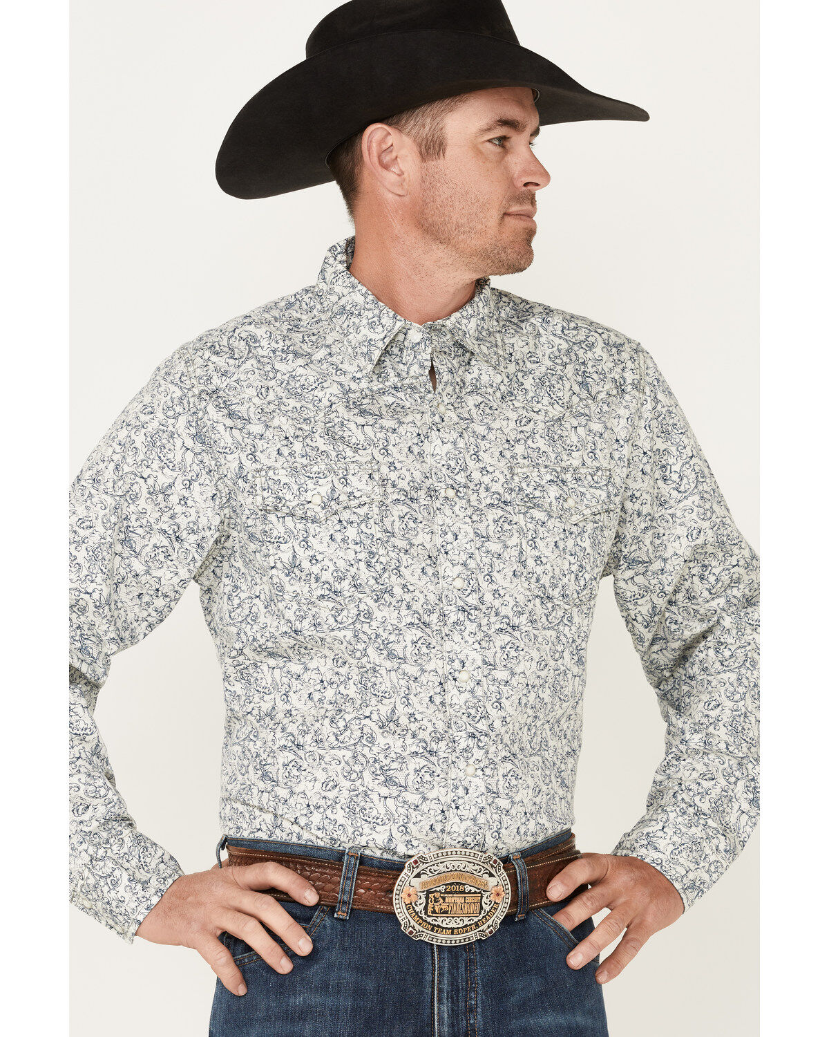 Wrangler Retro Premium Men's Paisley Print Long Sleeve Snap Western Shirt