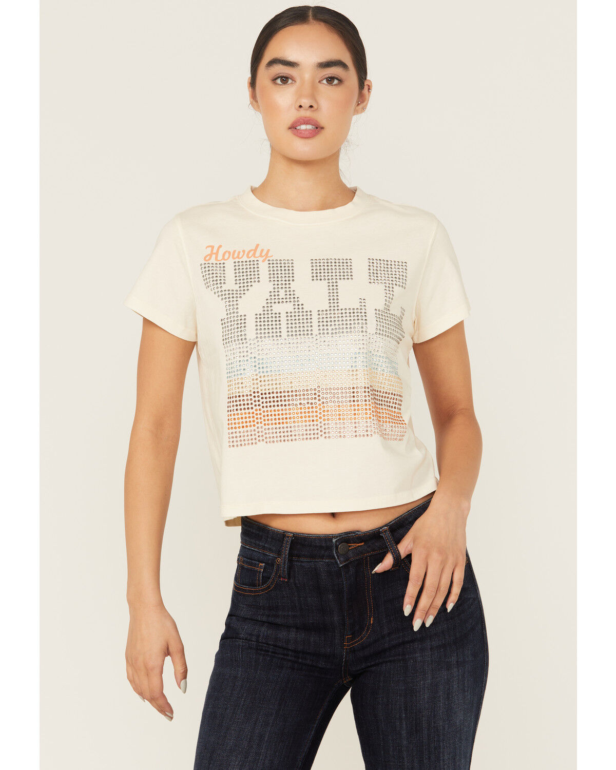 Idyllwind Women's Y'all Embellished Short Sleeve Cropped Graphic Tee