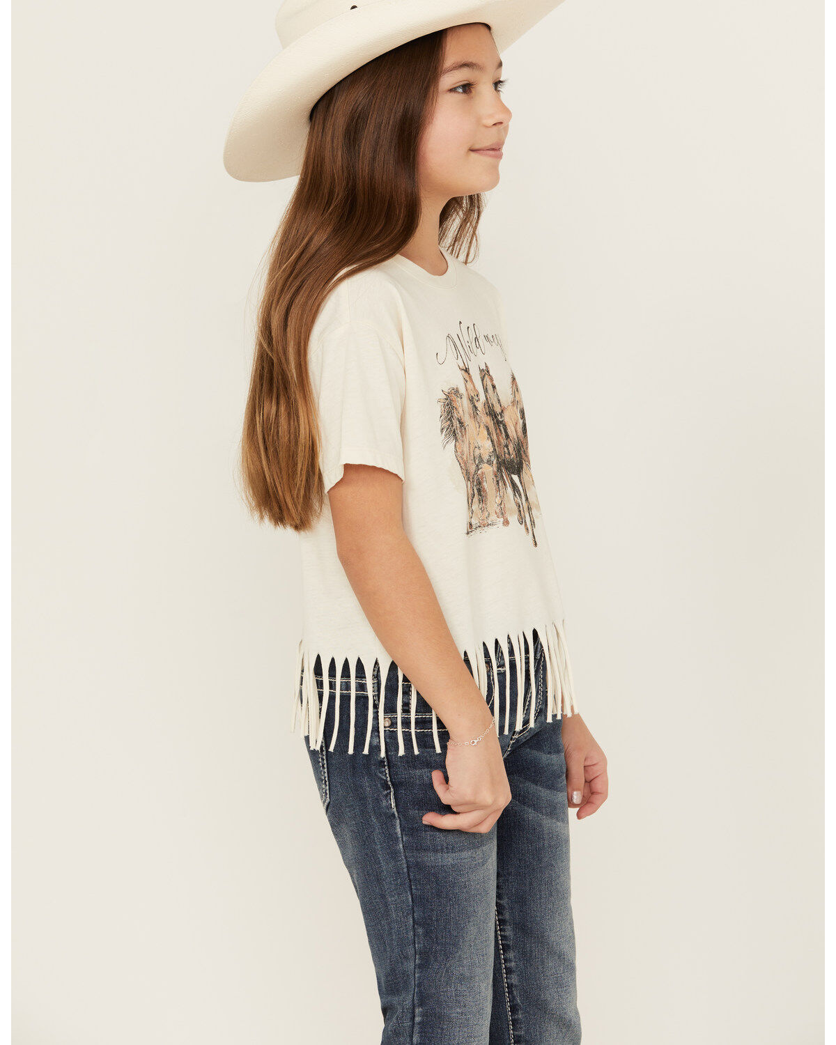 Shyanne Girls' Running Horse Fringe Short Sleeve Tee