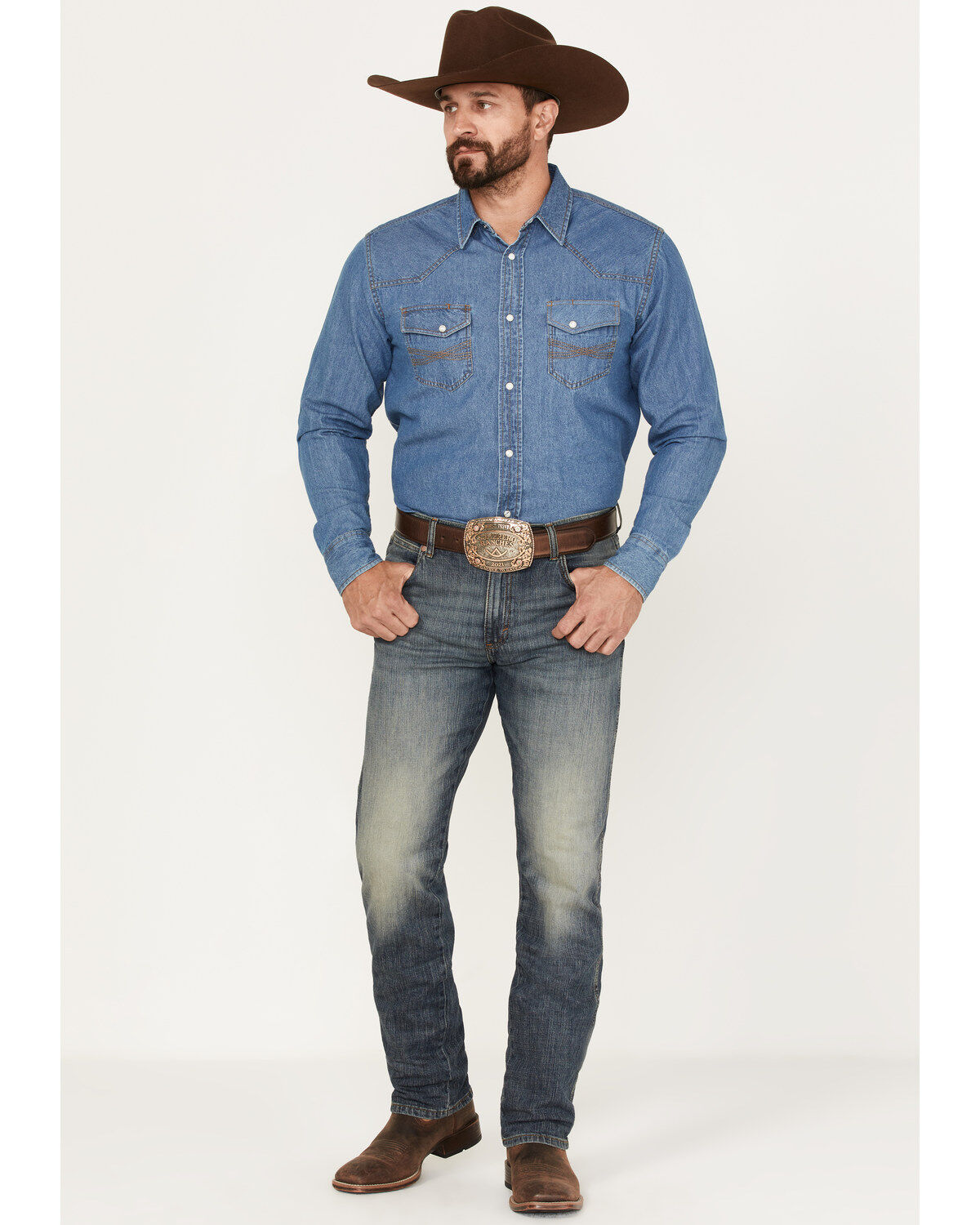 Wrangler Retro Men's Dark Night Medium Wash Slim Straight Stretch Denim Jeans