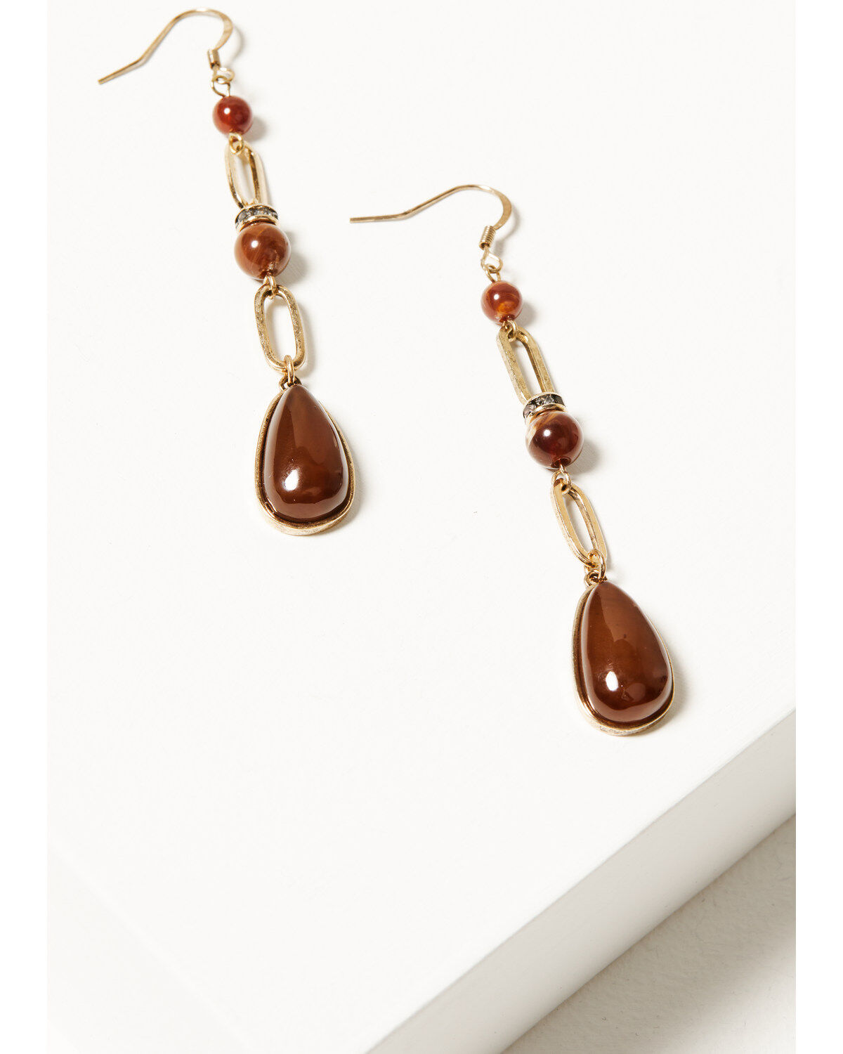 Shyanne Women's Summer Moon Antique Gold Chain Drop Earrings