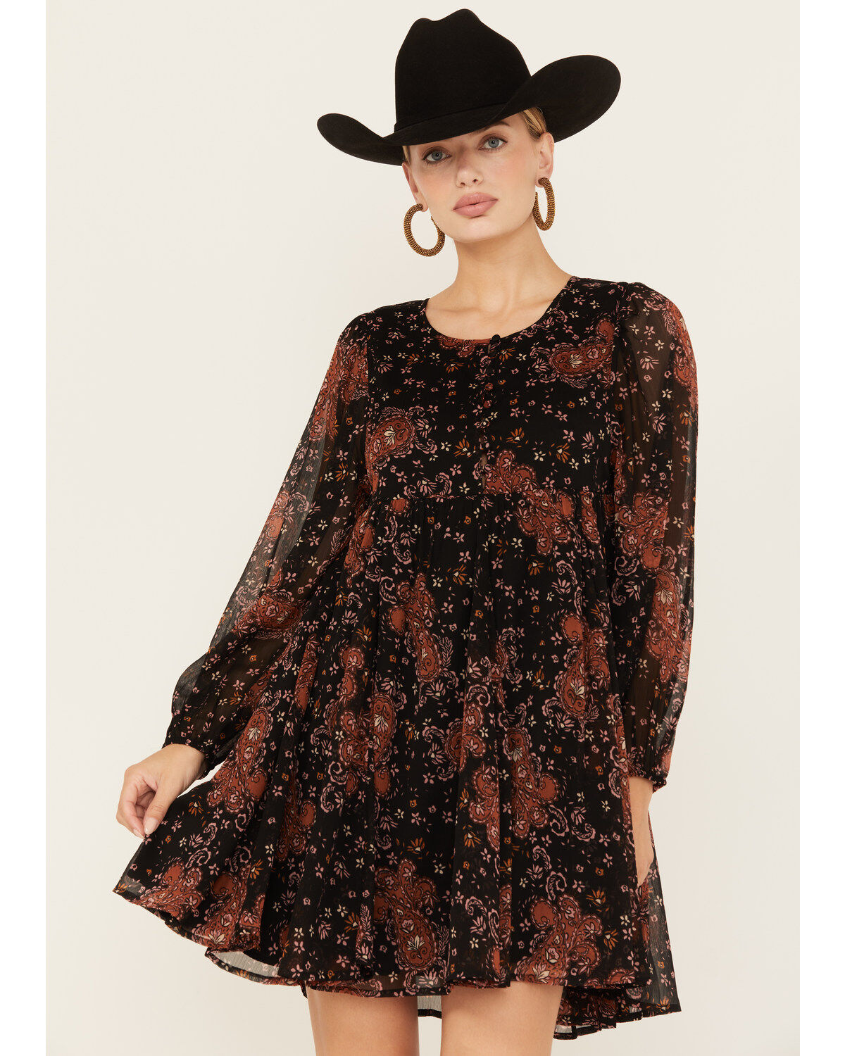 Bila77 Women's Printed Centinela Long Sleeve Mini Dress