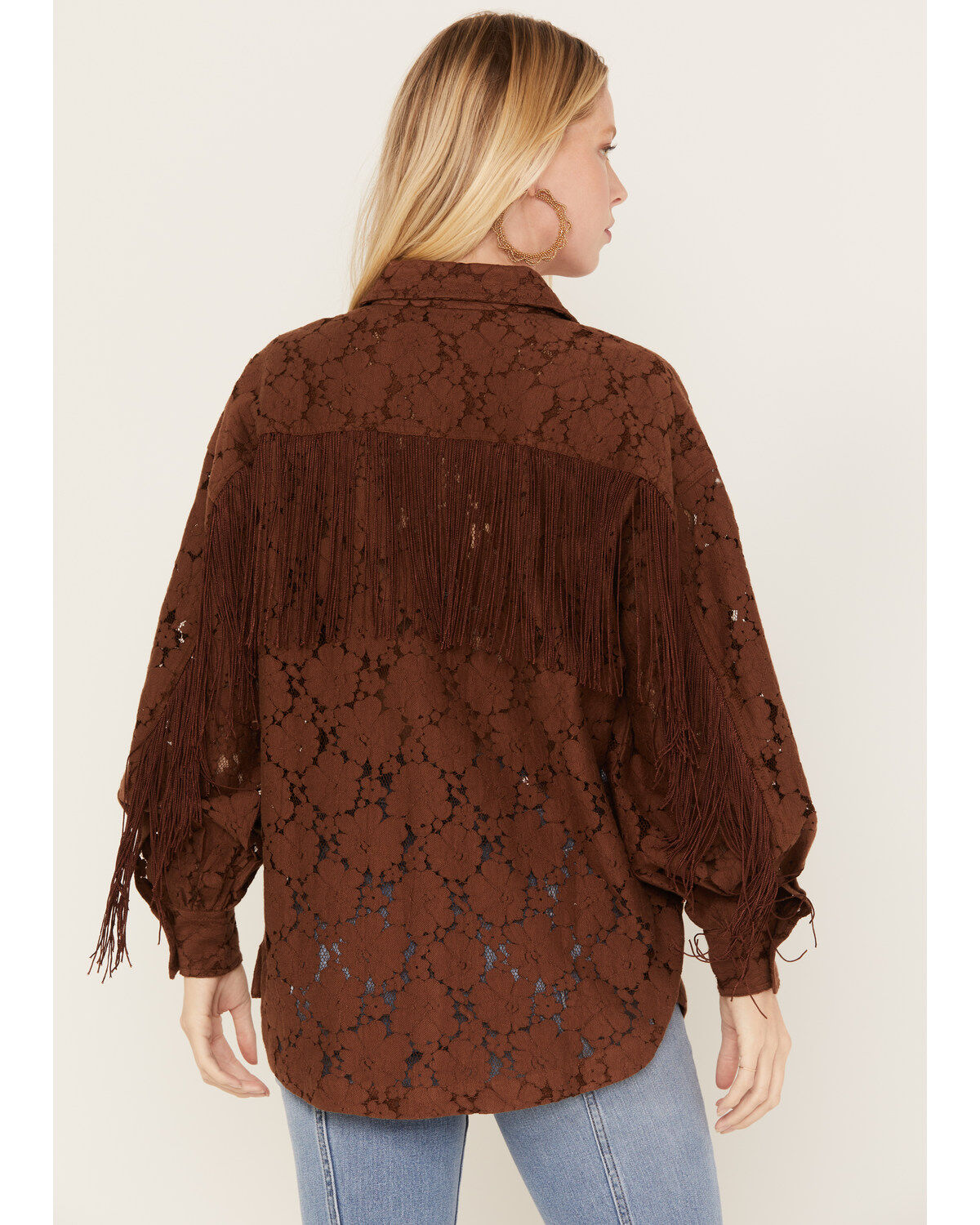 Shyanne Women's Lace Fringe Button-Down Shacket