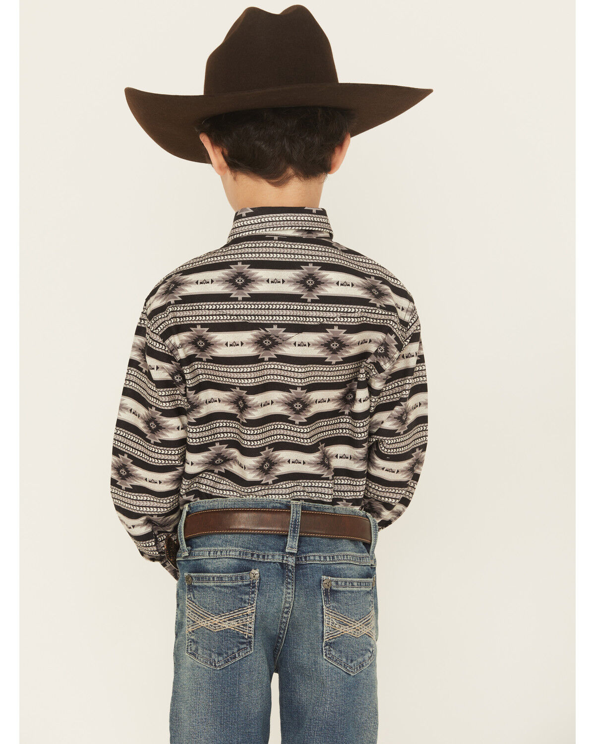 Roper Boys' Southwestern Striped Long Sleeve Snap Western Shirt