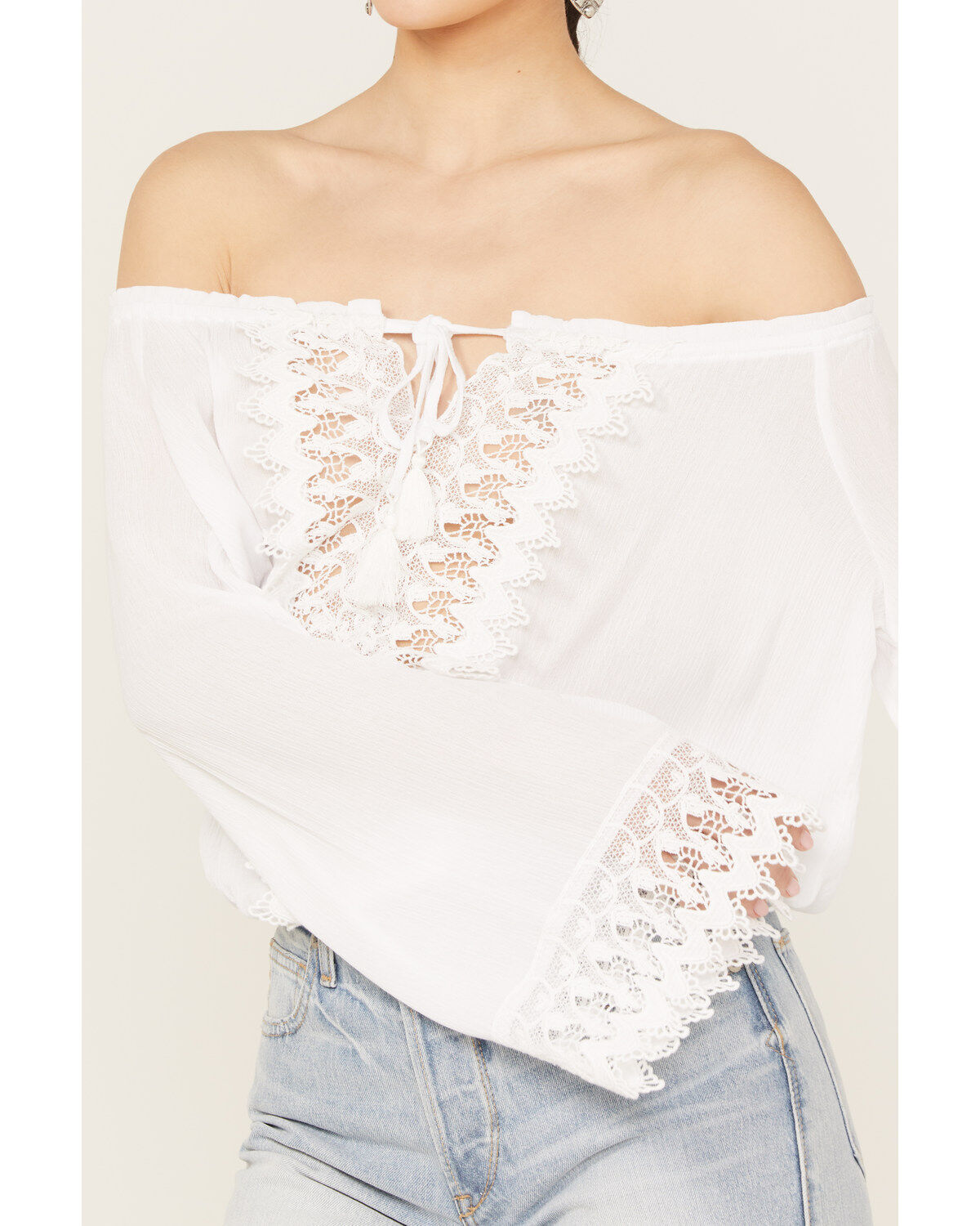 Wrangler Women's Off The Shoulder Long Sleeve Top