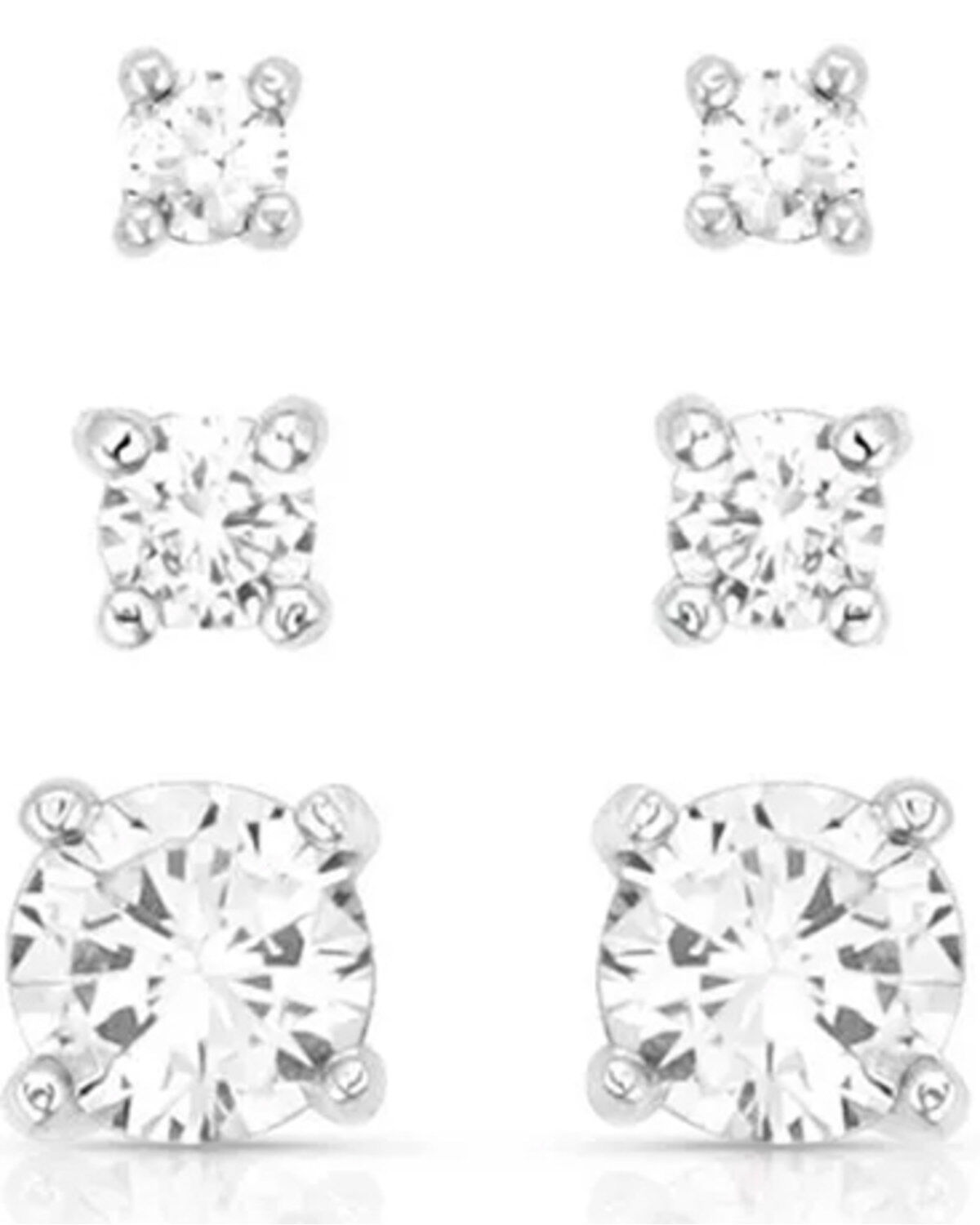 Montana Silversmiths Women's Shine Bright Triple Crystal Post Earring Set - 3 Piece