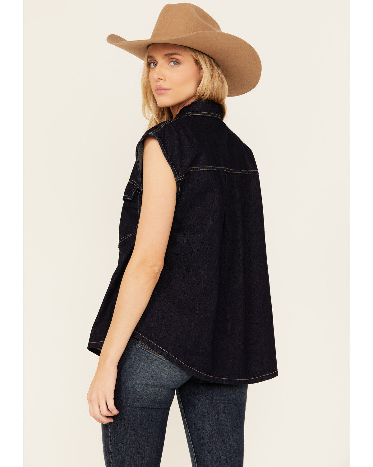 Flying Tomato Women's Dark Wash Denim Vest