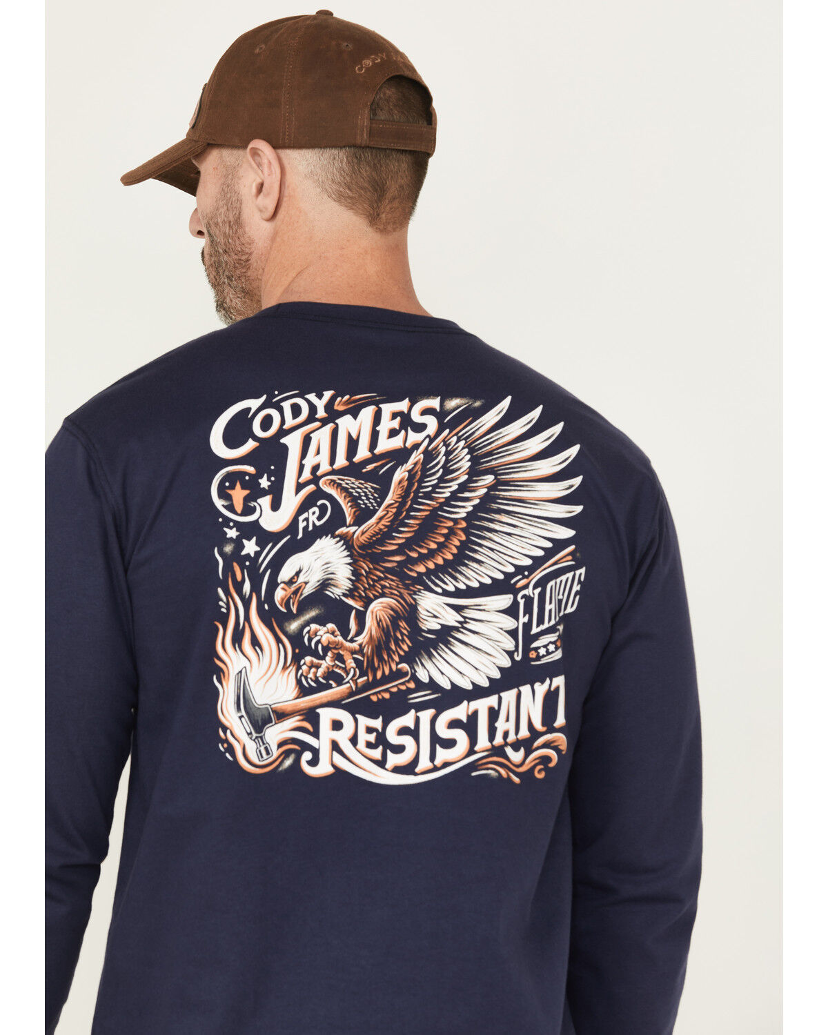 Cody James Men's FR Eagle Long Sleeve Graphic Work T-Shirt