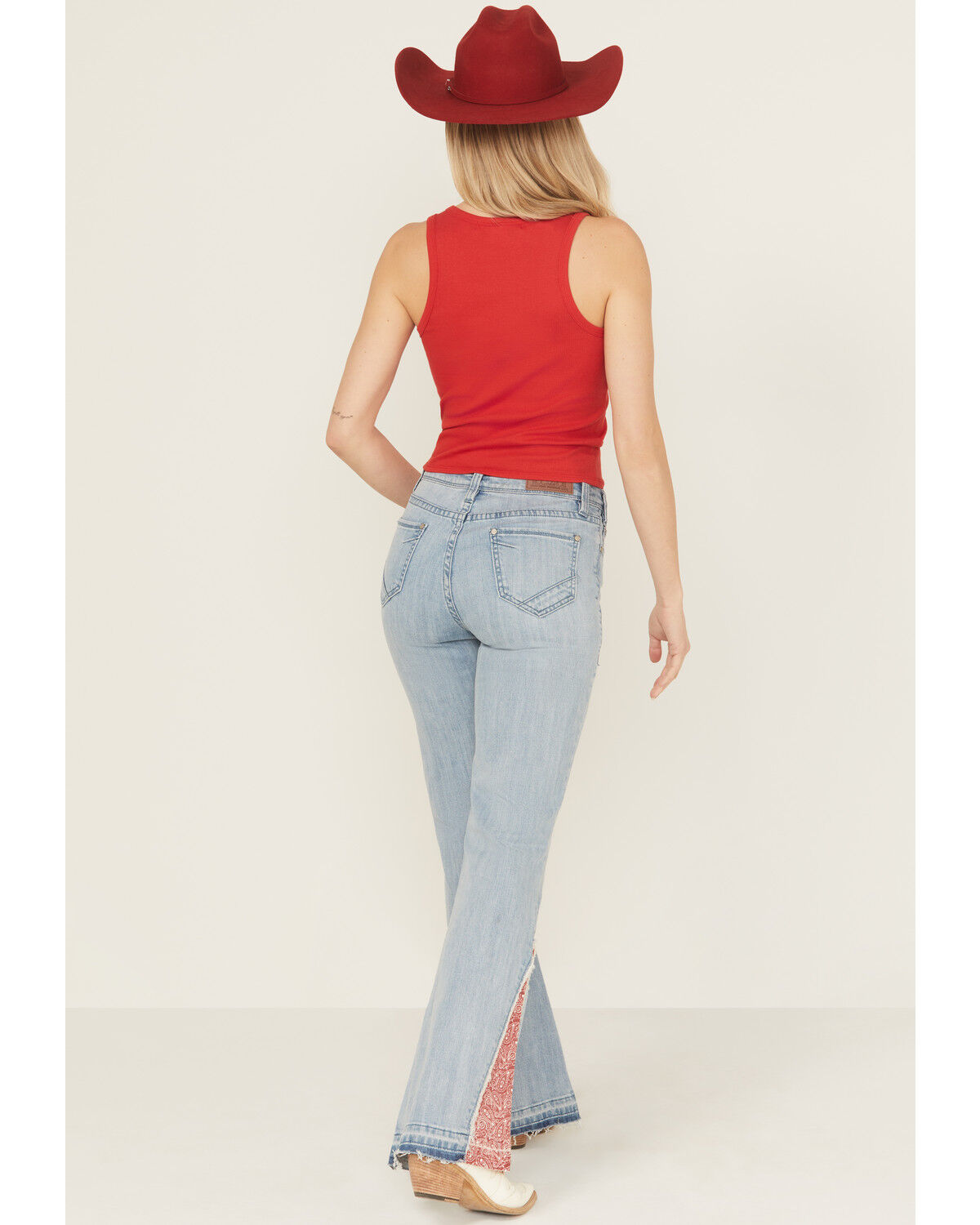 Rock & Roll Denim Women's Button Bandana Hem Trousers