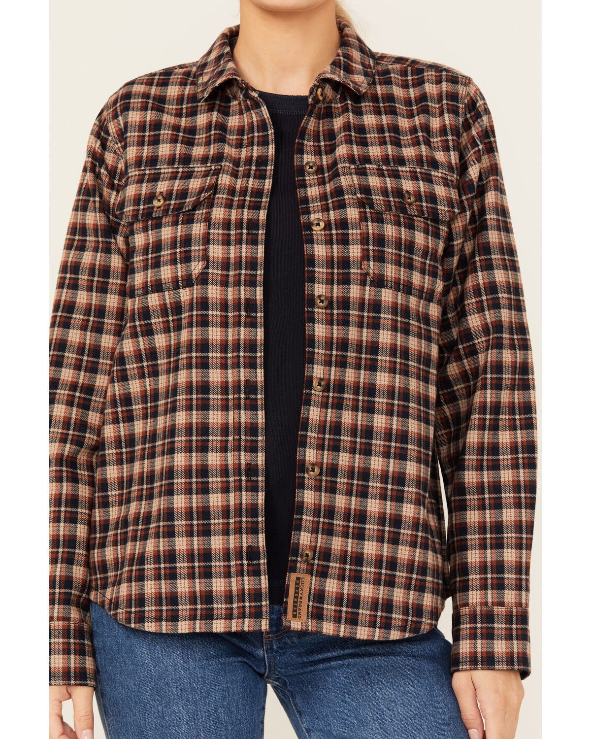 Lucky Brand Workwear Women's Graceland Plaid Print Long Sleeve Button-Down Flannel Shirt