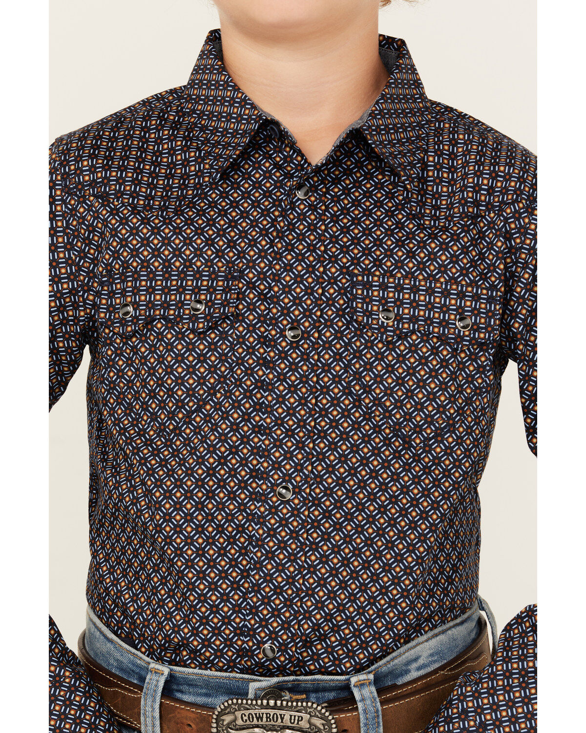 Cody James Boys' Dotted Long Sleeve Snap Western Shirt