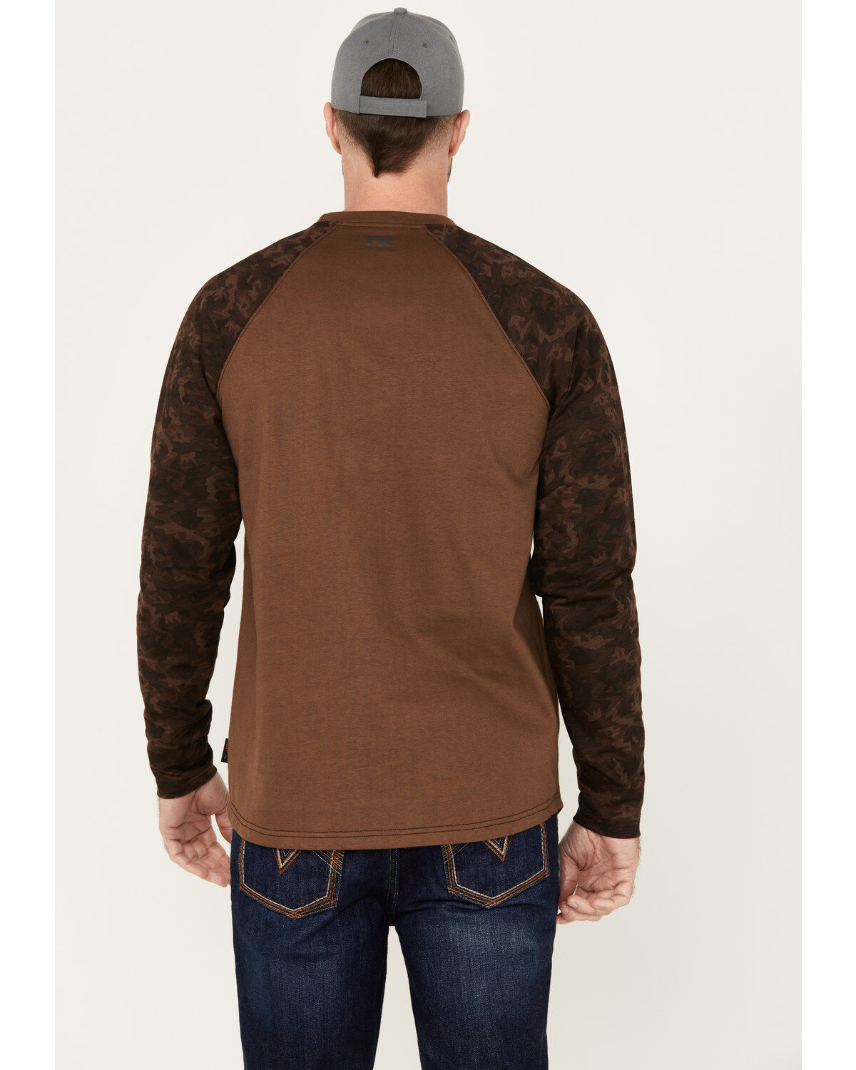 Cody James Men's Camo Color Block Long Sleeve Baseball Work T-Shirt