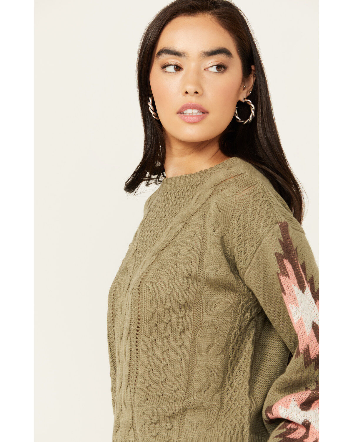 Rock & Roll Denim Women's Southwest Sleeve Long Sleeve Sweater