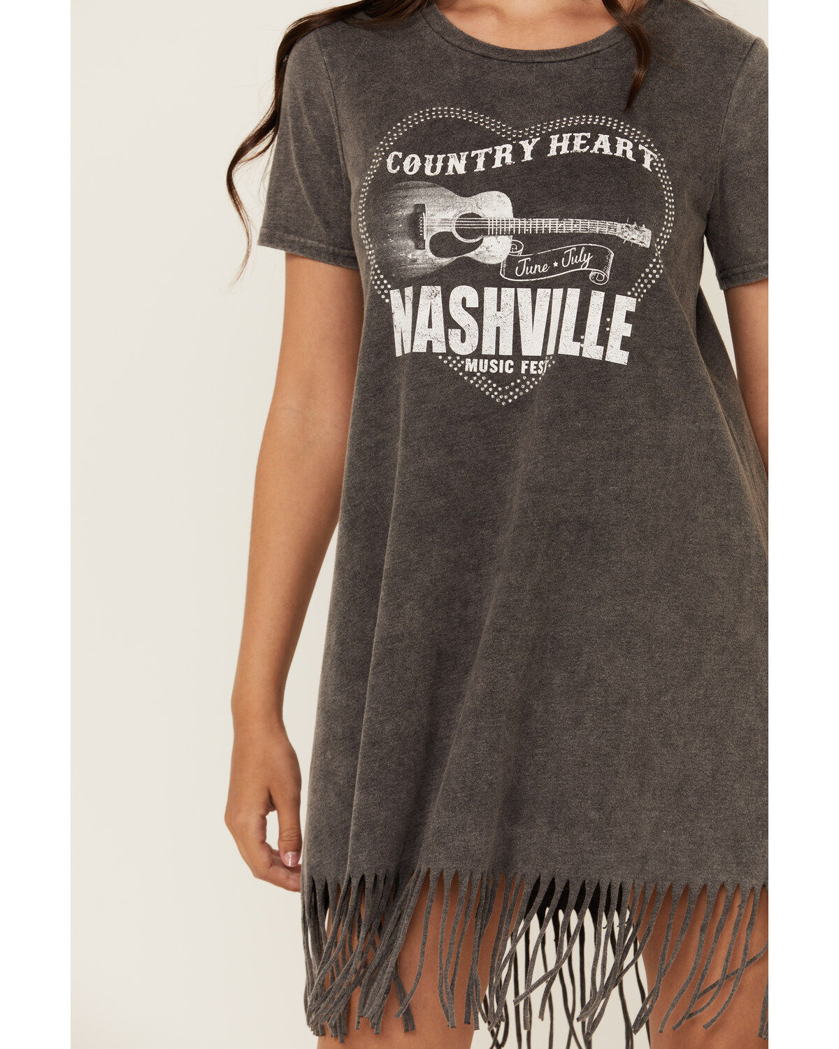 Blended Women's Country Heart Short Sleeve Mini T-Shirt Dress