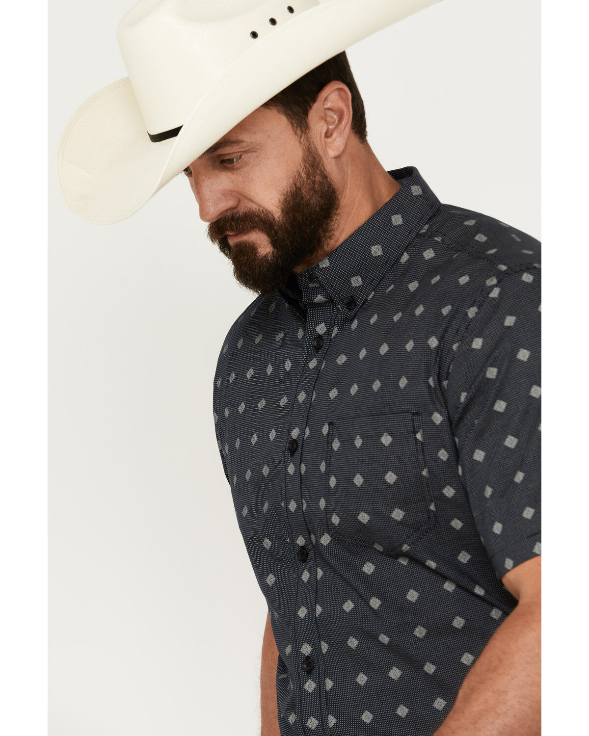 Cody James Men's Galaxy Geo Print Short Sleeve Button-Down Stretch Western Shirt