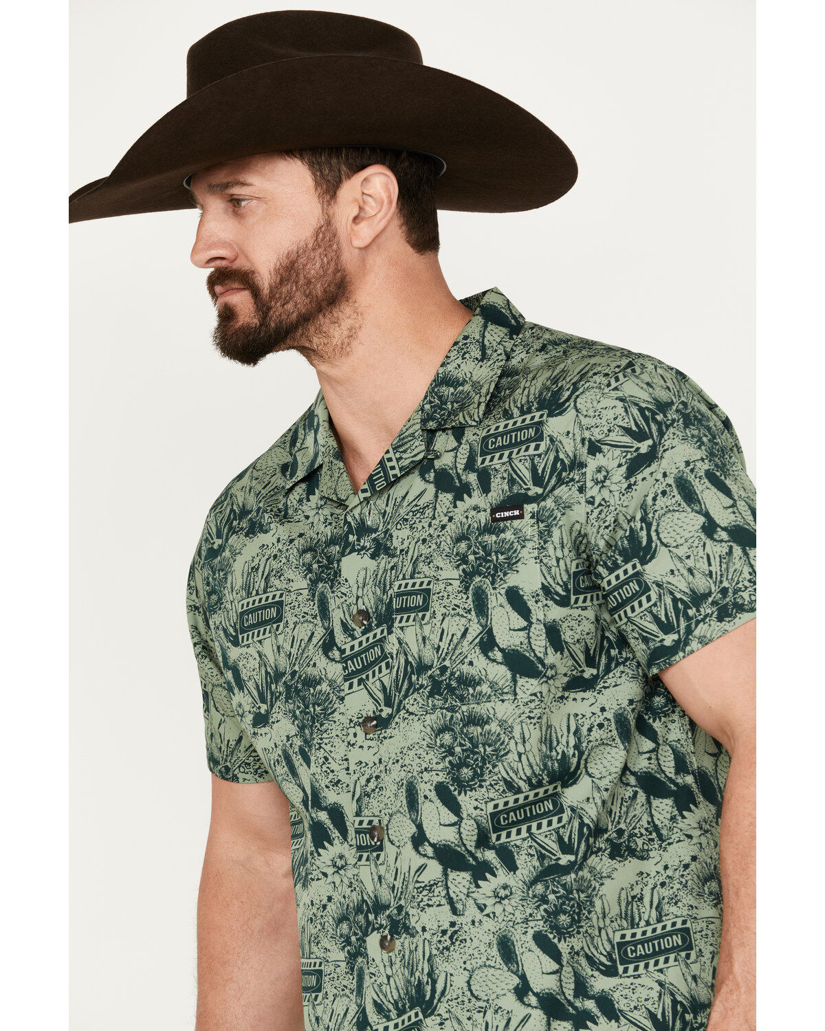 Cinch Men's Camp Tumbleweed Cactus Caution Short Sleeve Button-Down Shirt