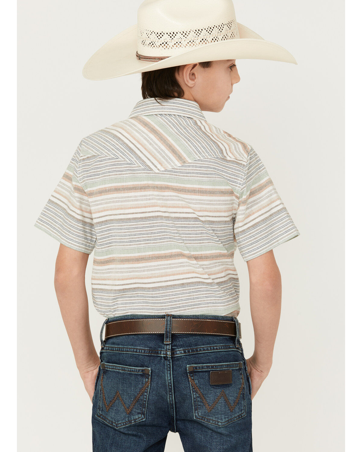 Cody James Boys' Faithful Striped Short Sleeve Western Shirt