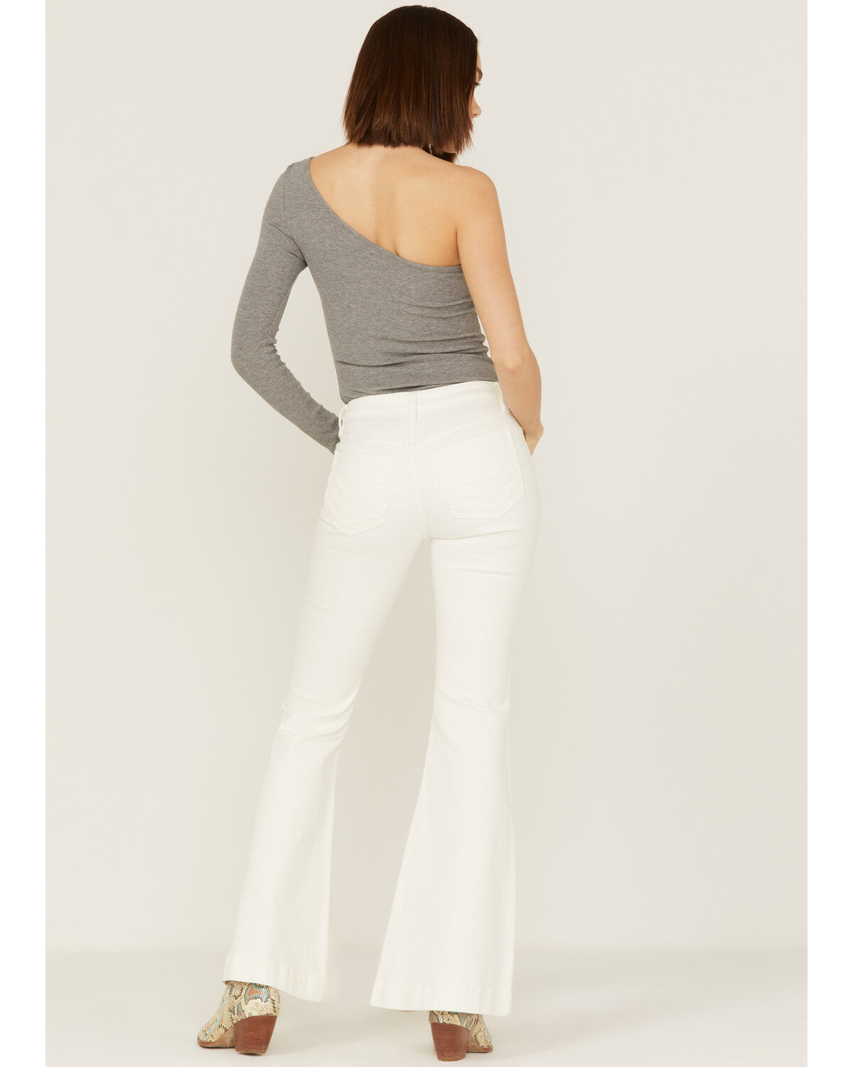 Shyanne Women's Mr. Flare Mid Rise White Cloud Dancer Flare Jeans